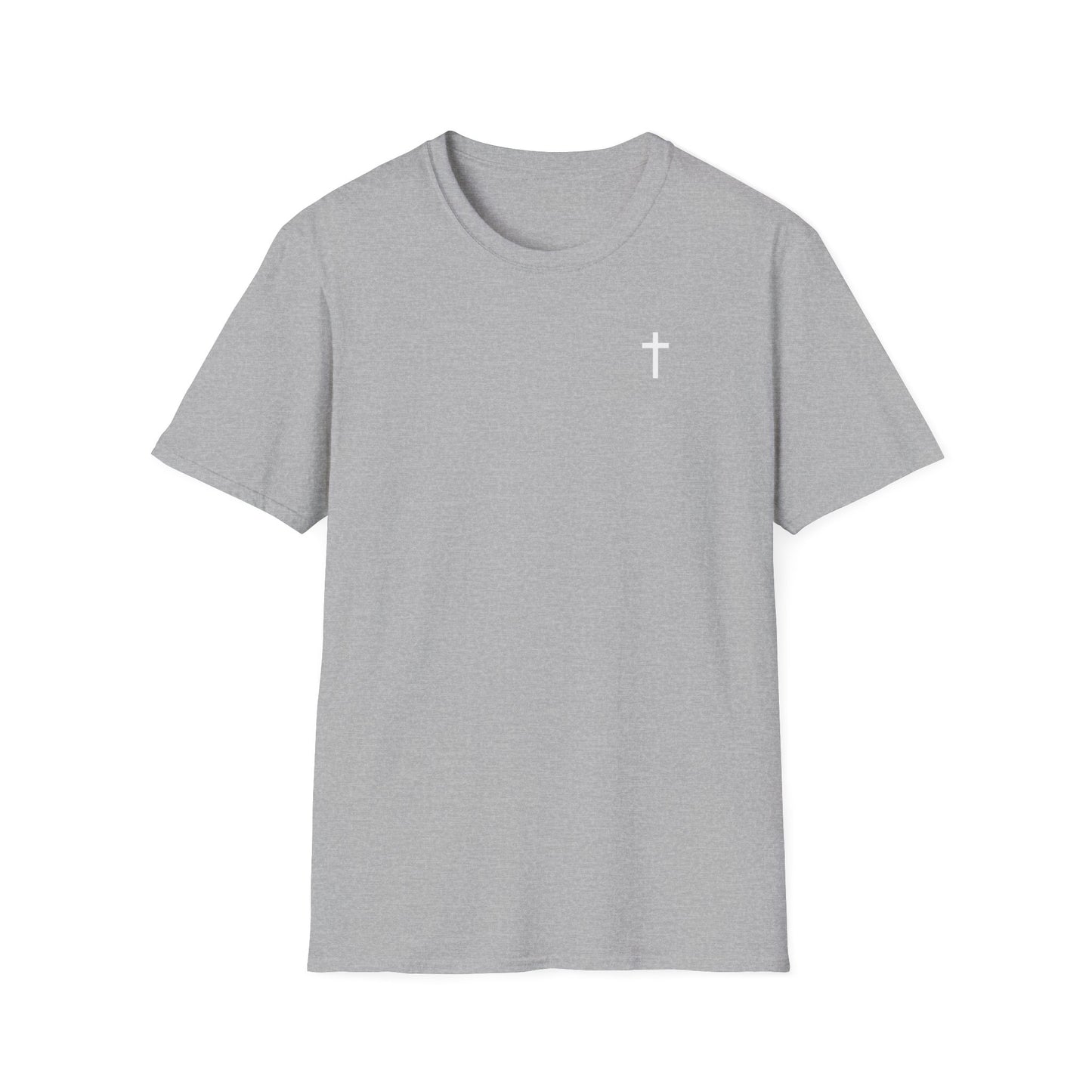 Unisex Christian T-Shirt with White Cross (Gildan Product)