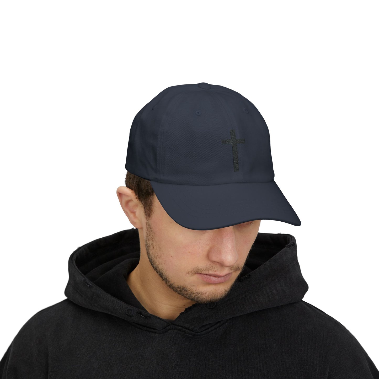 Classic Dad Cap with Black Cross Design