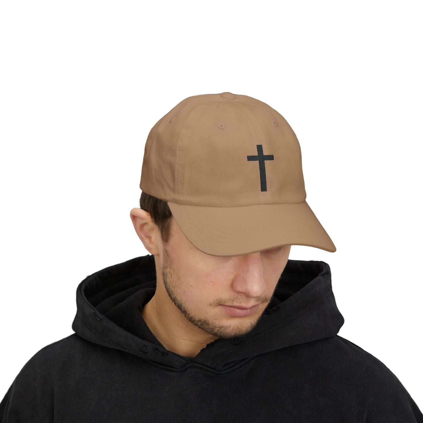 Classic Dad Cap with Black Cross Design