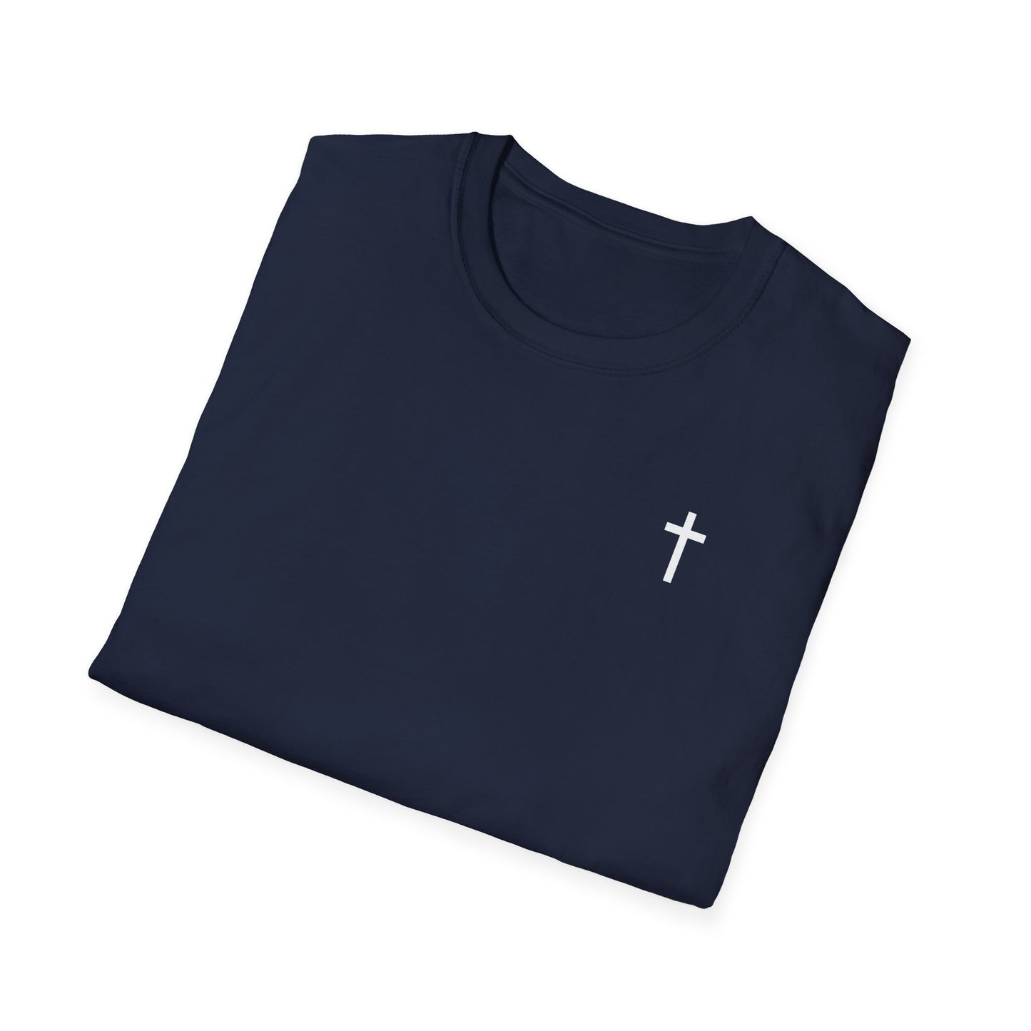 Unisex Christian T-Shirt with White Cross (Gildan Product)