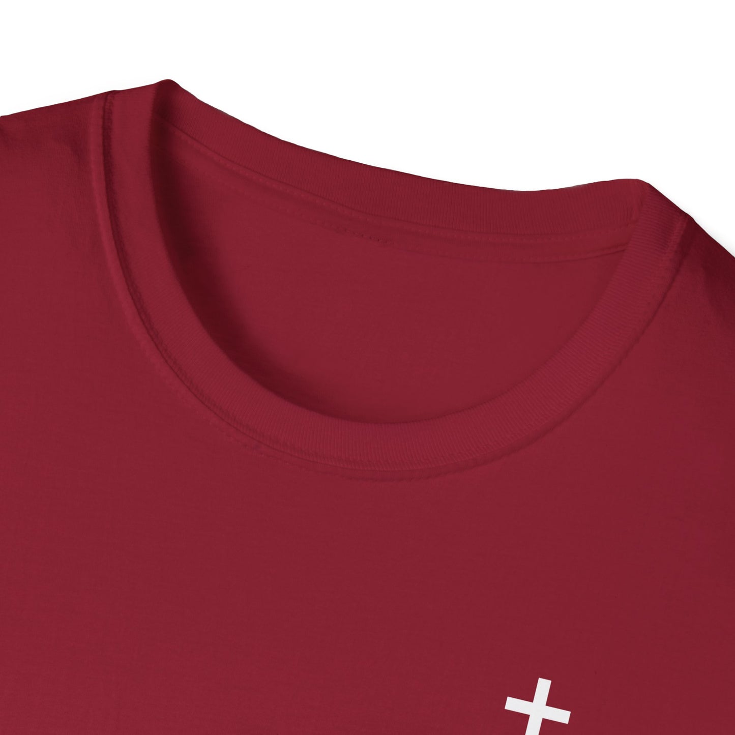 Unisex Christian T-Shirt with White Cross (Gildan Product)