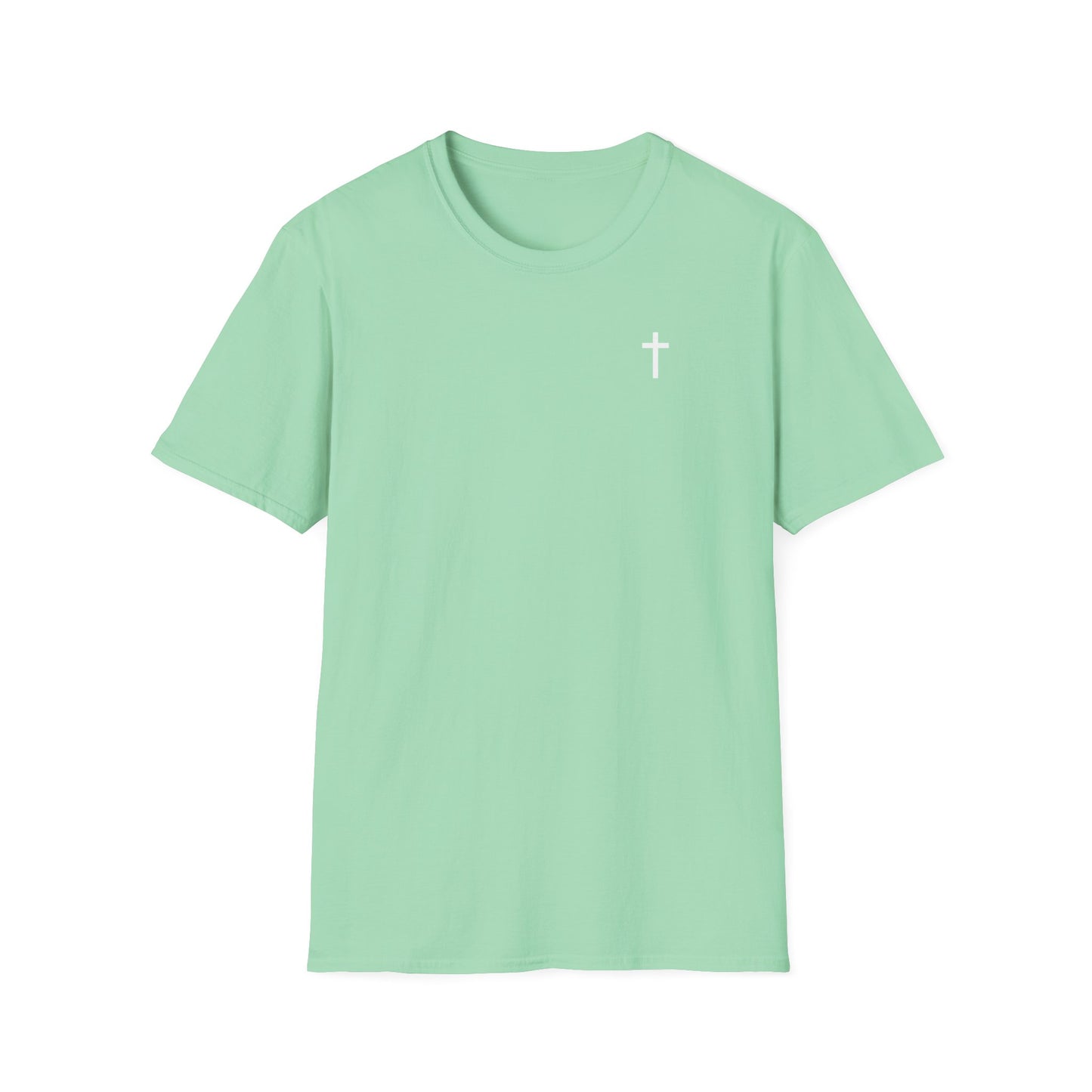 Unisex Christian T-Shirt with White Cross (Gildan Product)