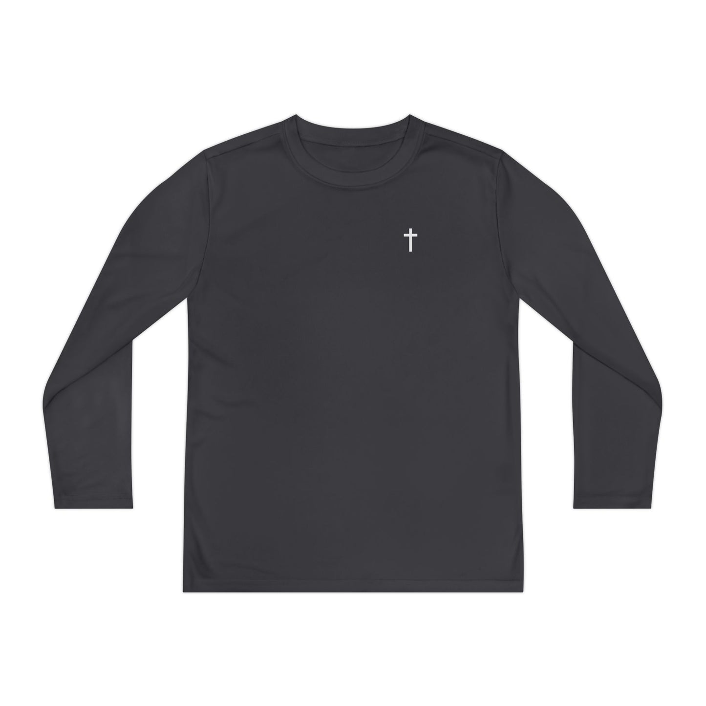 Kids Long Sleeve 100% Moisture-Wicking Shirt with White Cross