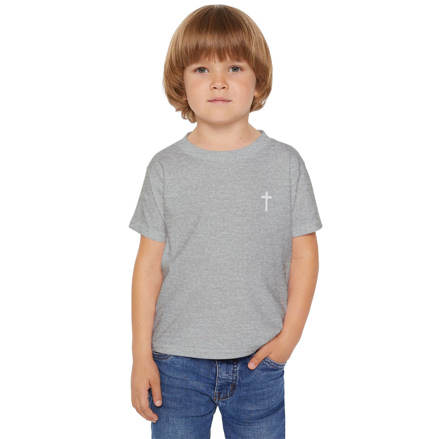 Toddler Simple Christin T-shirt with White Cross (Gildan Product)