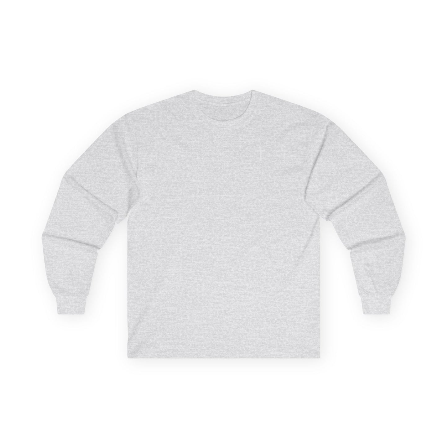 Unisex Simple Christian 100% Cotton Long Sleeve with White Cross (Gildan Product)