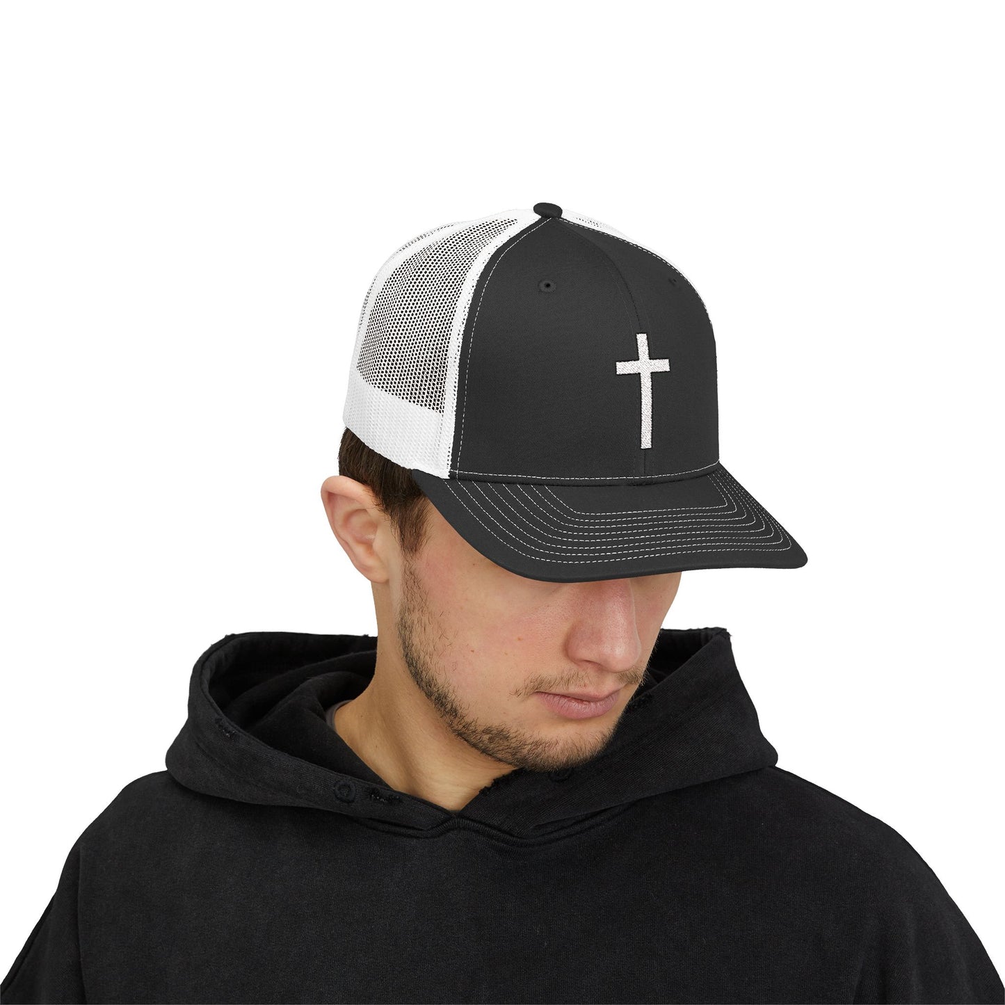 Snapback Trucker Cap with White Cross