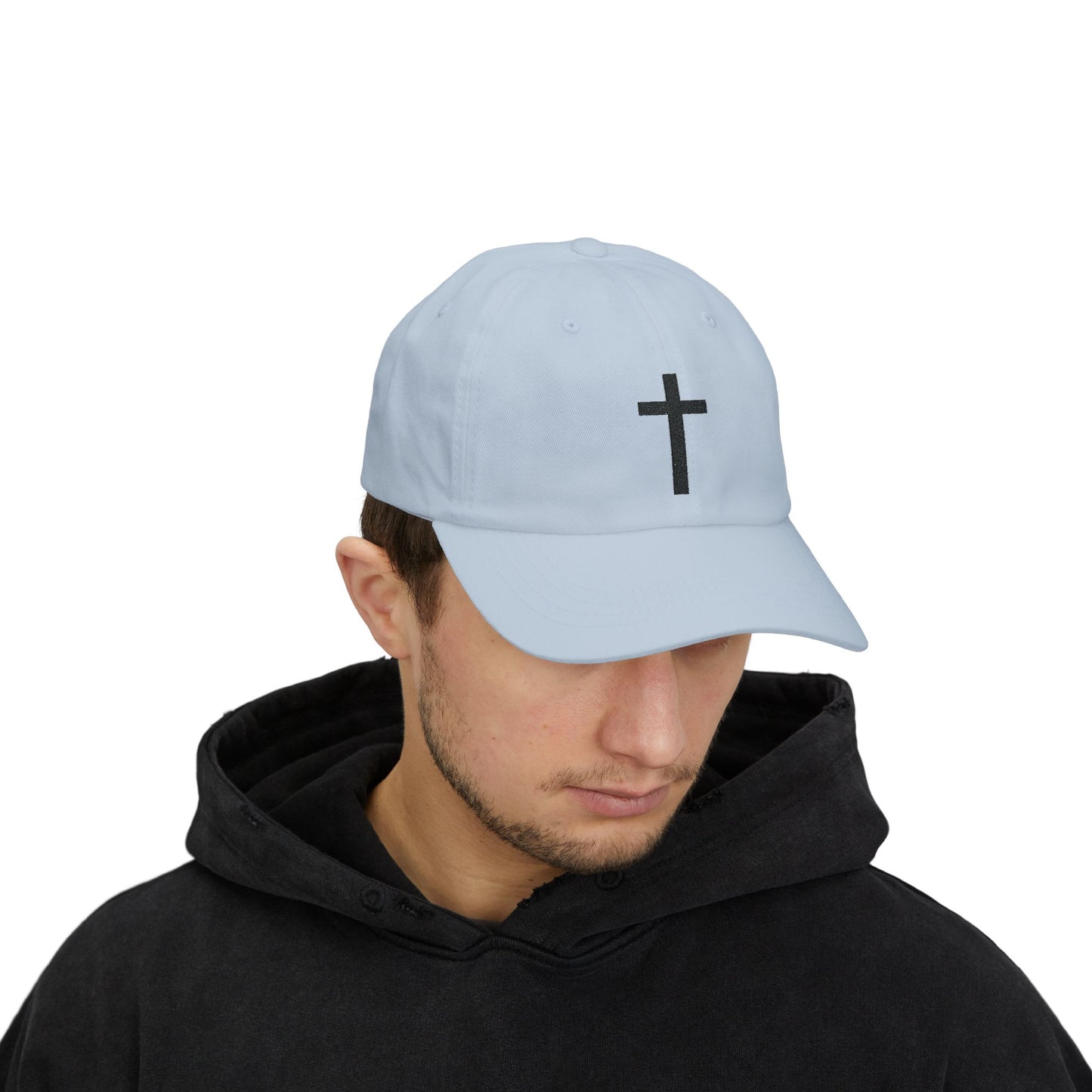 Classic Dad Cap with Black Cross Design