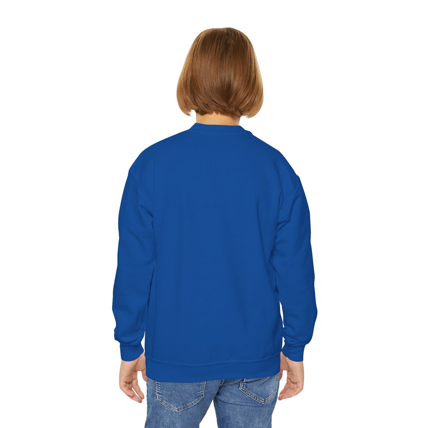 Kids Simple Christian Crewneck Sweatshirt with White Cross (Gildan Product)