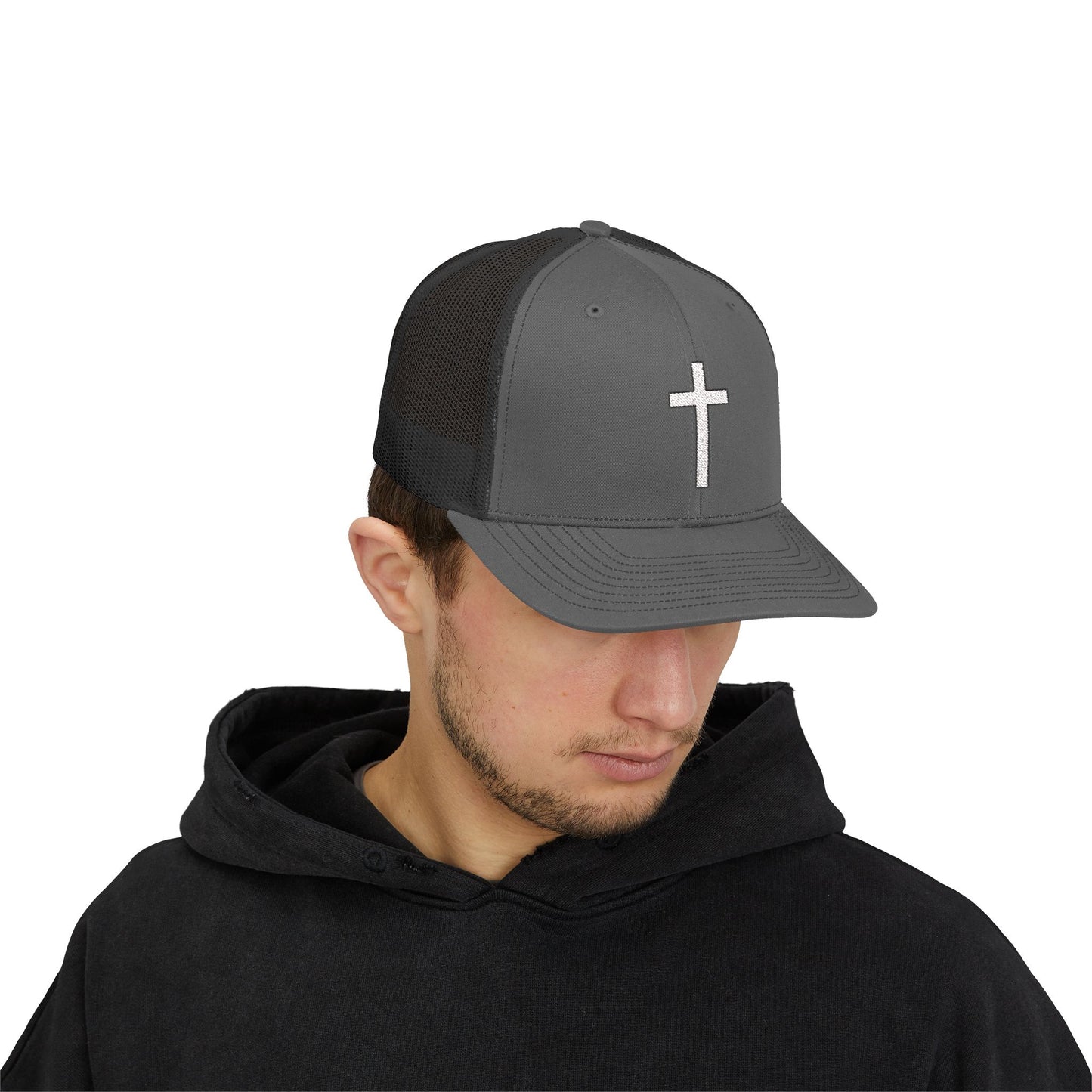 Snapback Trucker Cap with White Cross