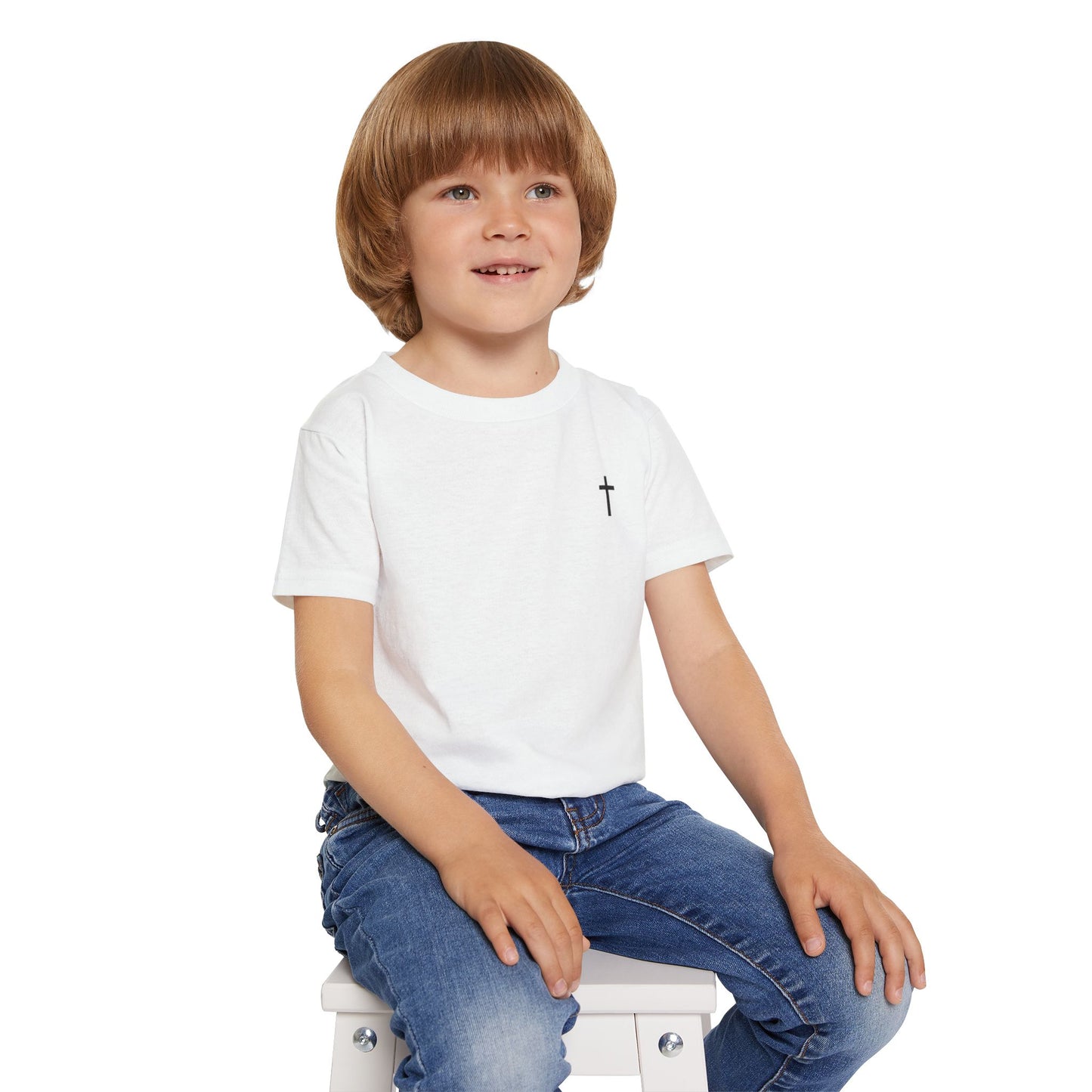 Toddler Simple Christian T-shirt with Black Cross (Gildan Product)