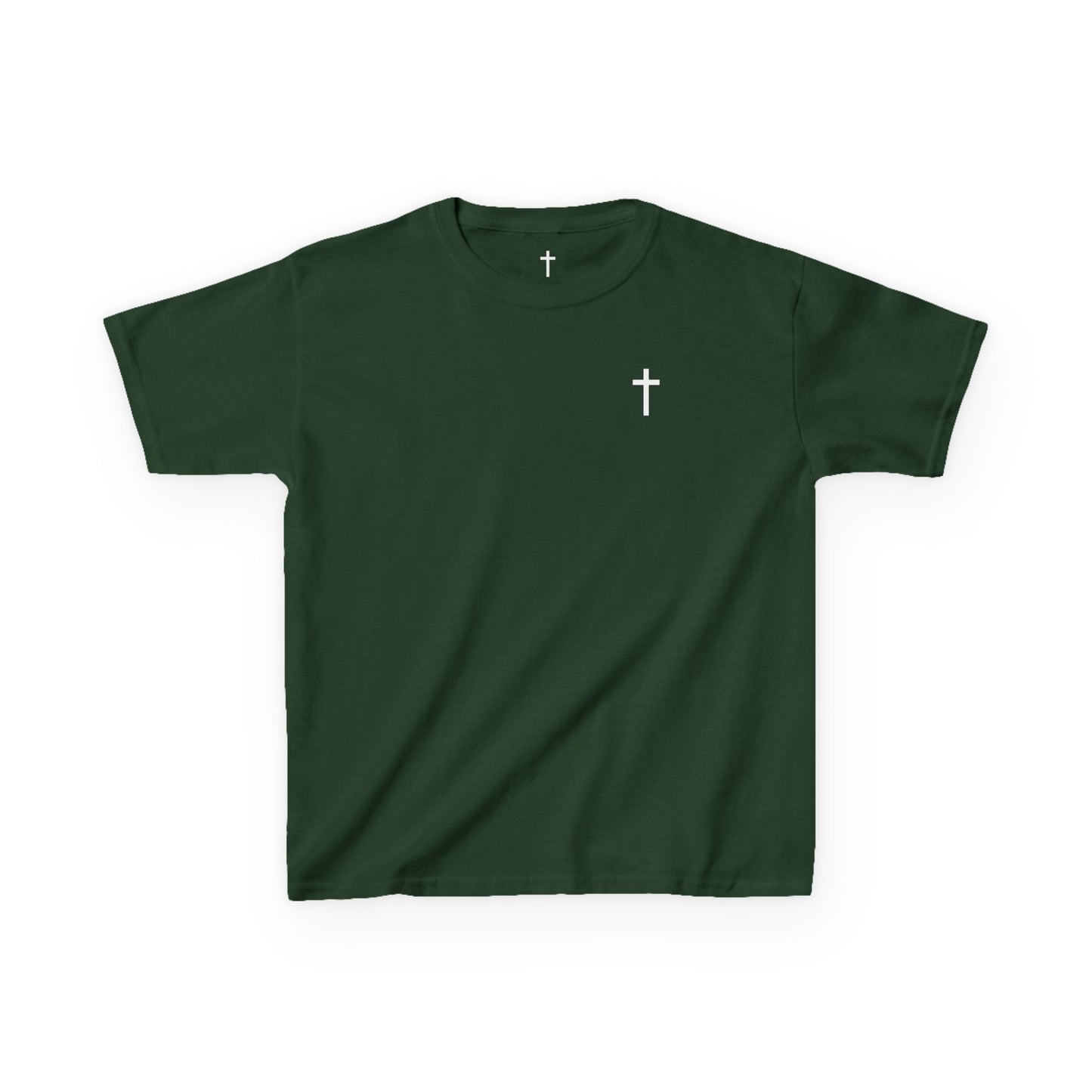 Kids Simple Christian T-Shirt with White Cross (Gildan Product)