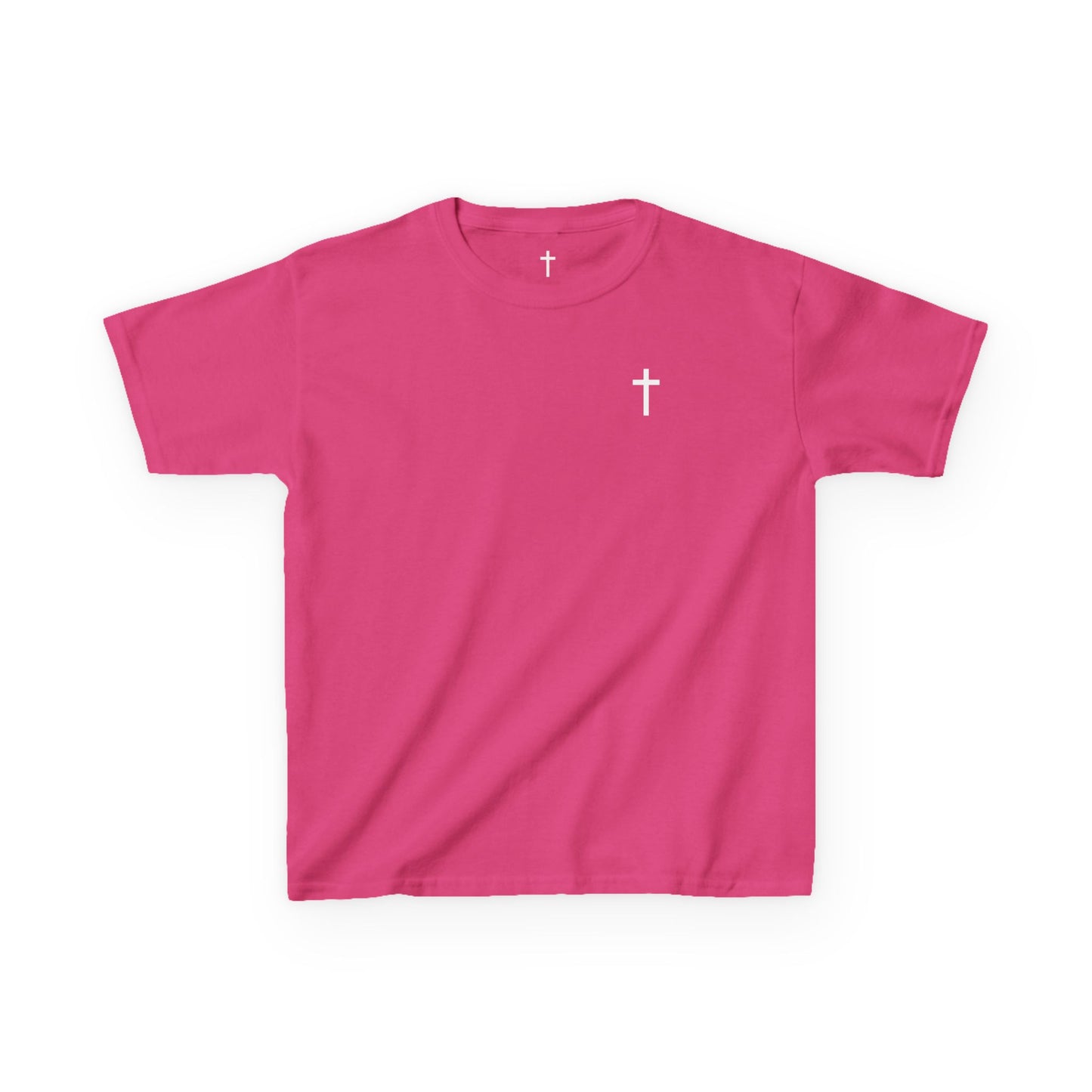 Kids Simple Christian T-Shirt with White Cross (Gildan Product)