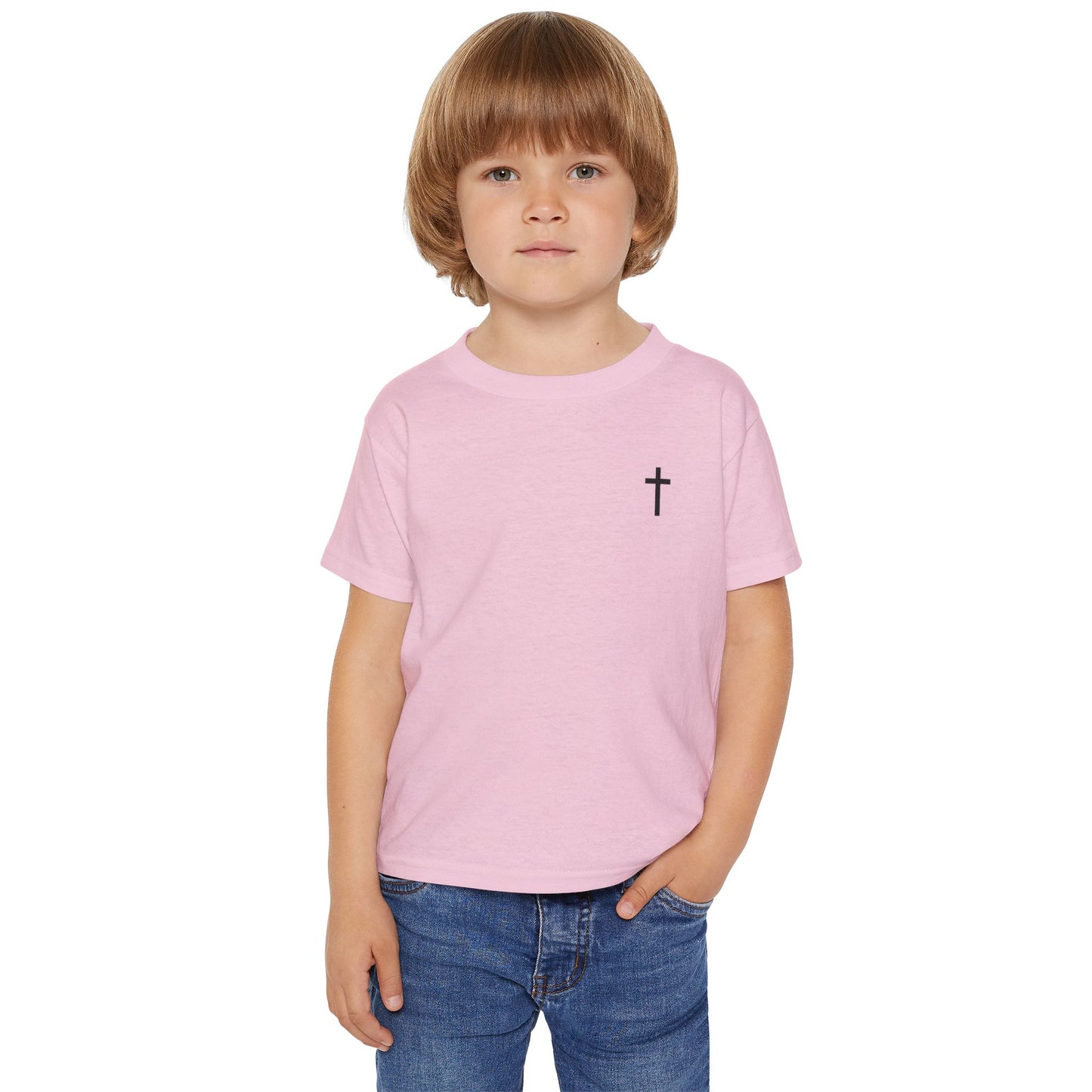 Toddler Simple Christian T-shirt with Black Cross (Gildan Product)