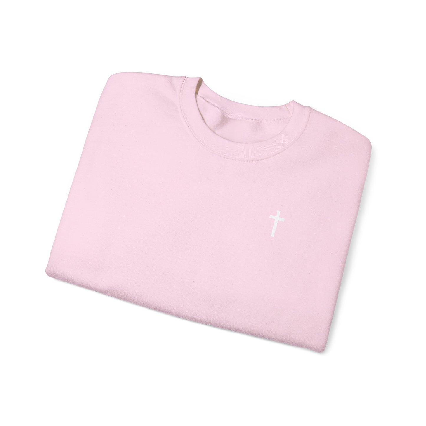 Unisex Simple Christian Heavy Blend Crewneck Sweatshirt with White Cross (Gildan Product)