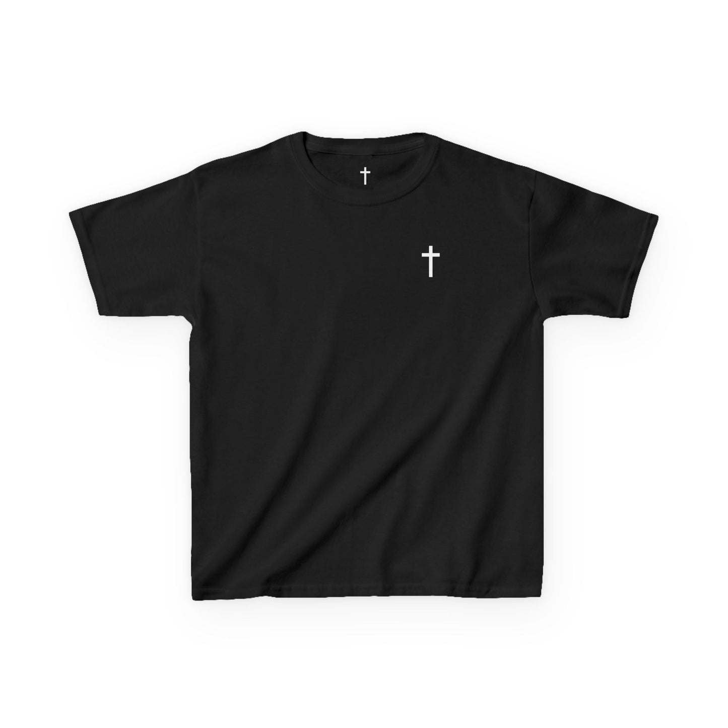 Kids Simple Christian T-Shirt with White Cross (Gildan Product)