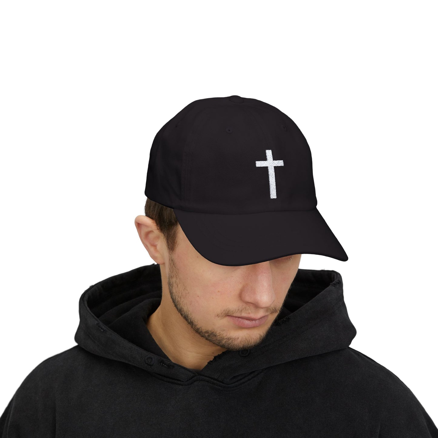 Classic Dad Cap with White Cross Design