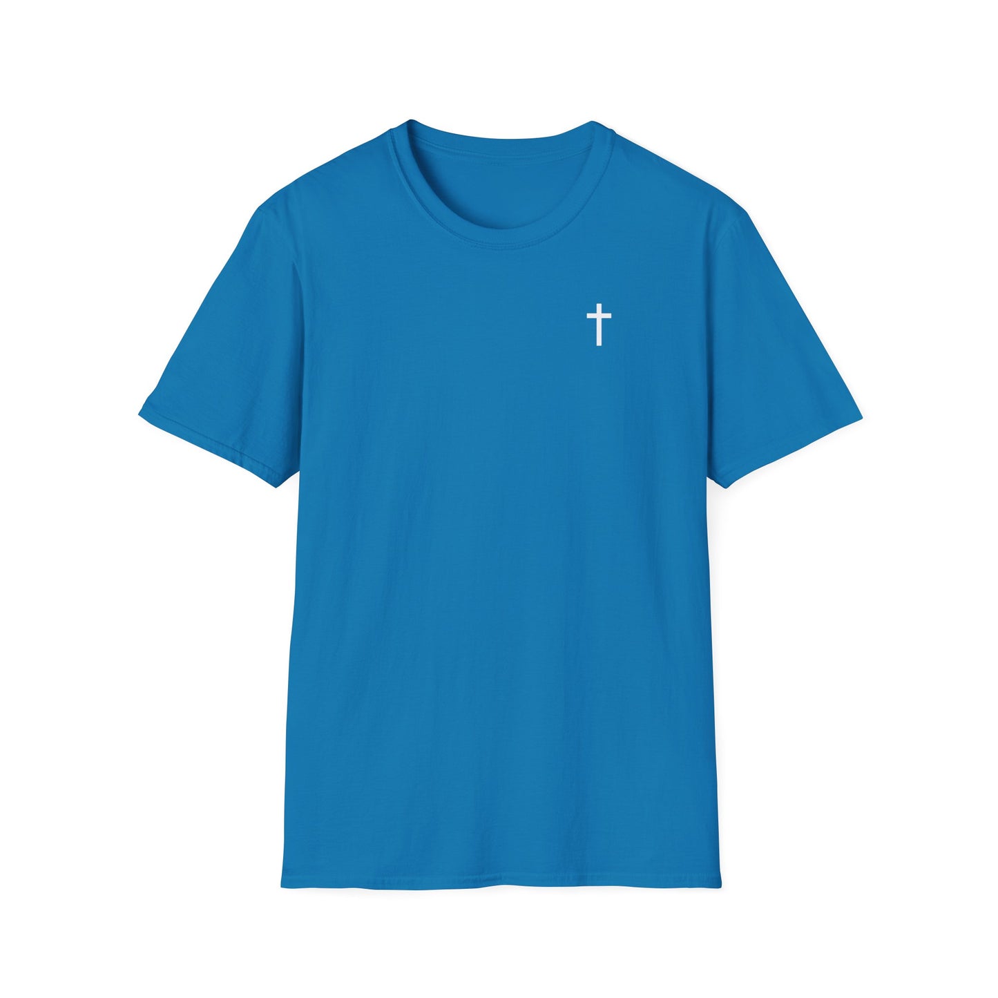 Unisex Christian T-Shirt with White Cross (Gildan Product)