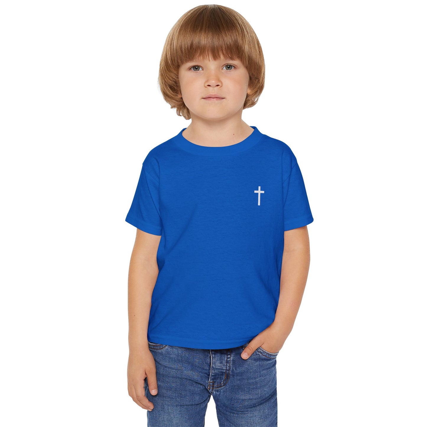 Toddler Simple Christin T-shirt with White Cross (Gildan Product)