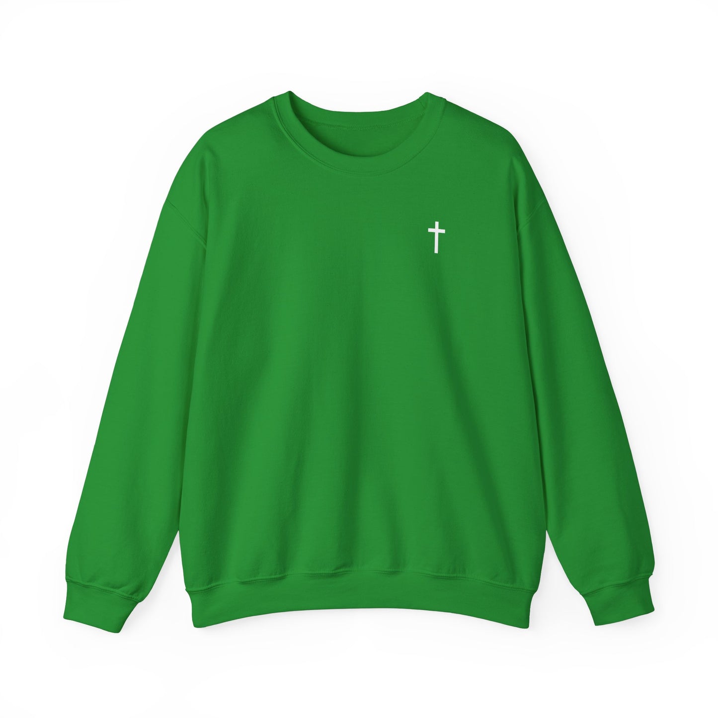 Unisex Simple Christian Heavy Blend Crewneck Sweatshirt with White Cross (Gildan Product)