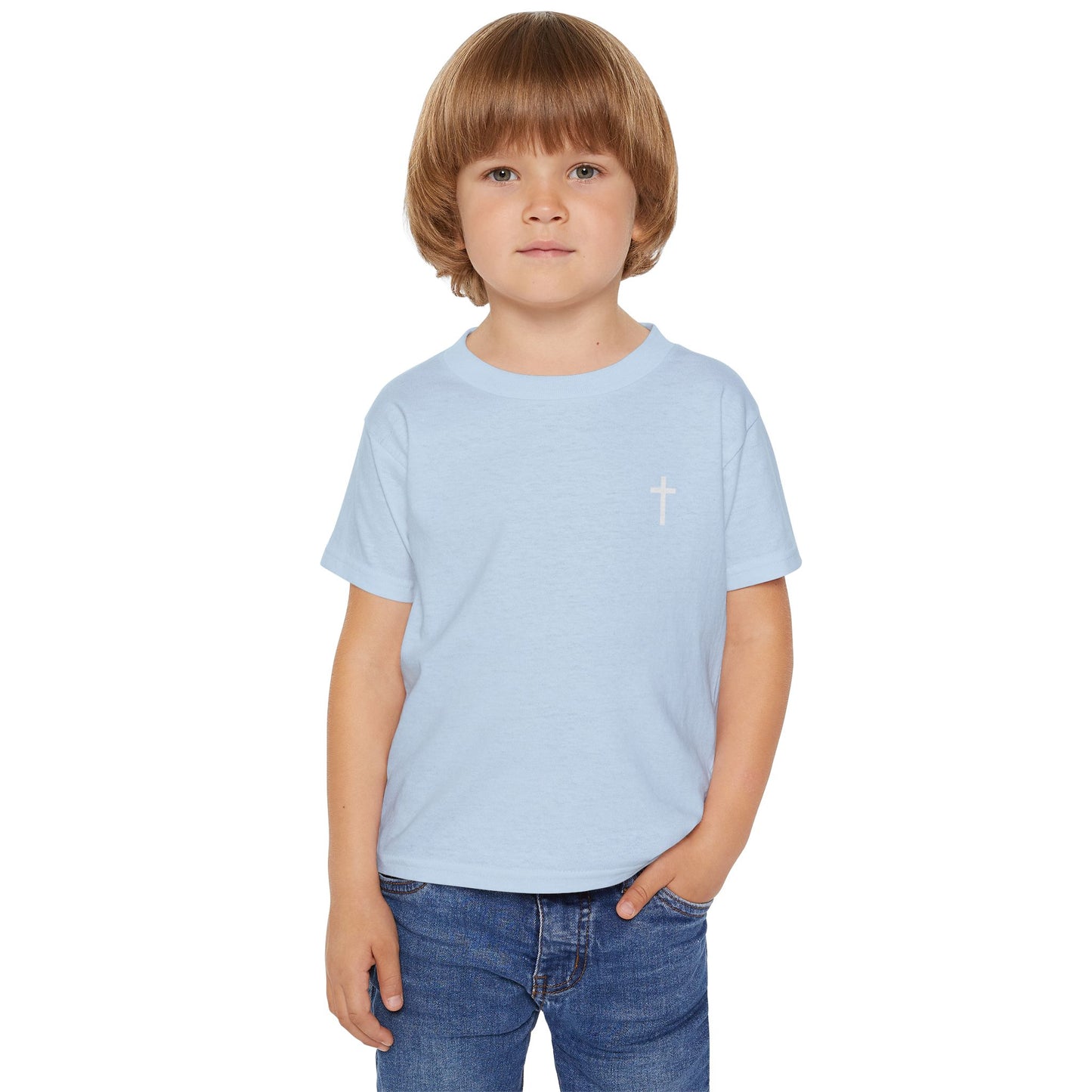 Toddler Simple Christin T-shirt with White Cross (Gildan Product)