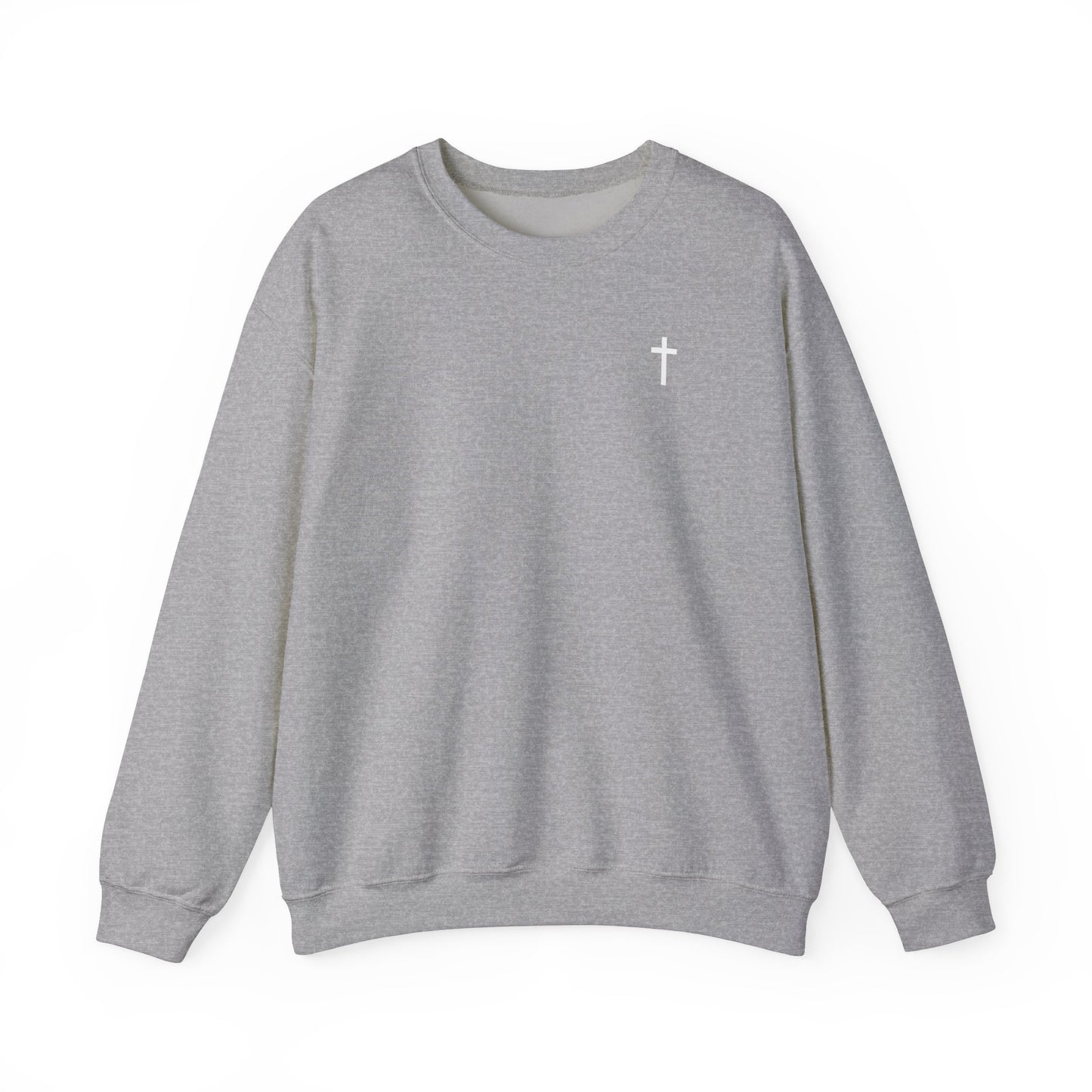 Unisex Simple Christian Heavy Blend Crewneck Sweatshirt with White Cross (Gildan Product)