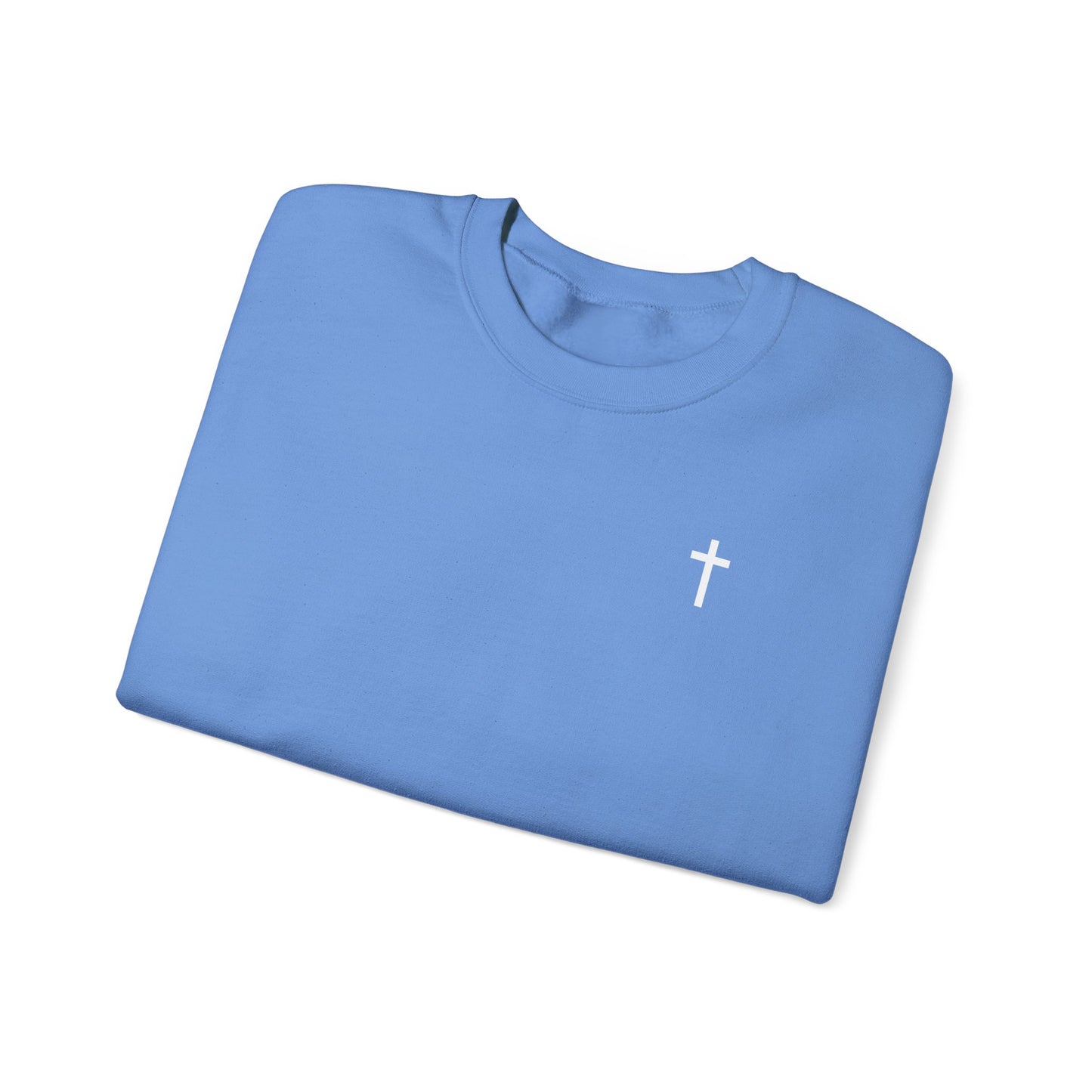 Unisex Simple Christian Heavy Blend Crewneck Sweatshirt with White Cross (Gildan Product)