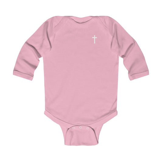 Infant Long Sleeve Onesie with White Cross