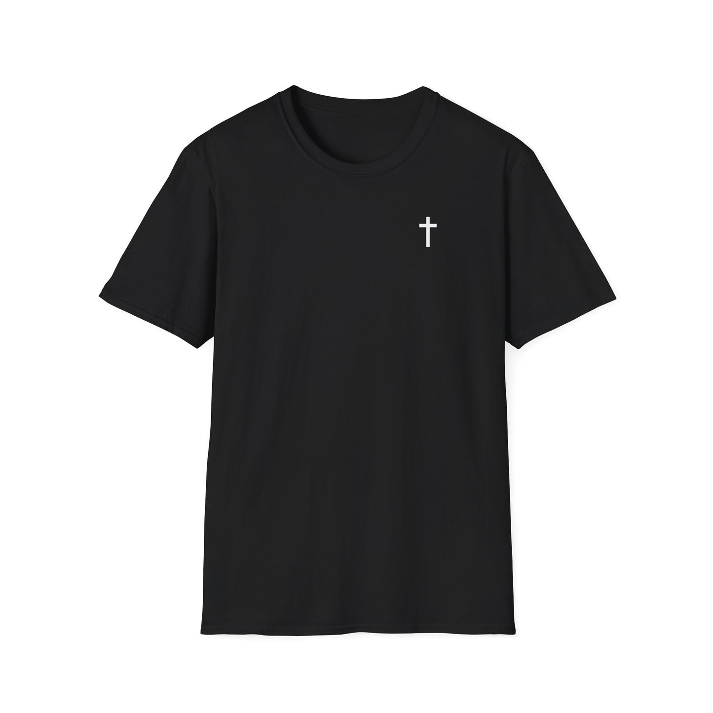 Unisex Christian T-Shirt with White Cross (Gildan Product)