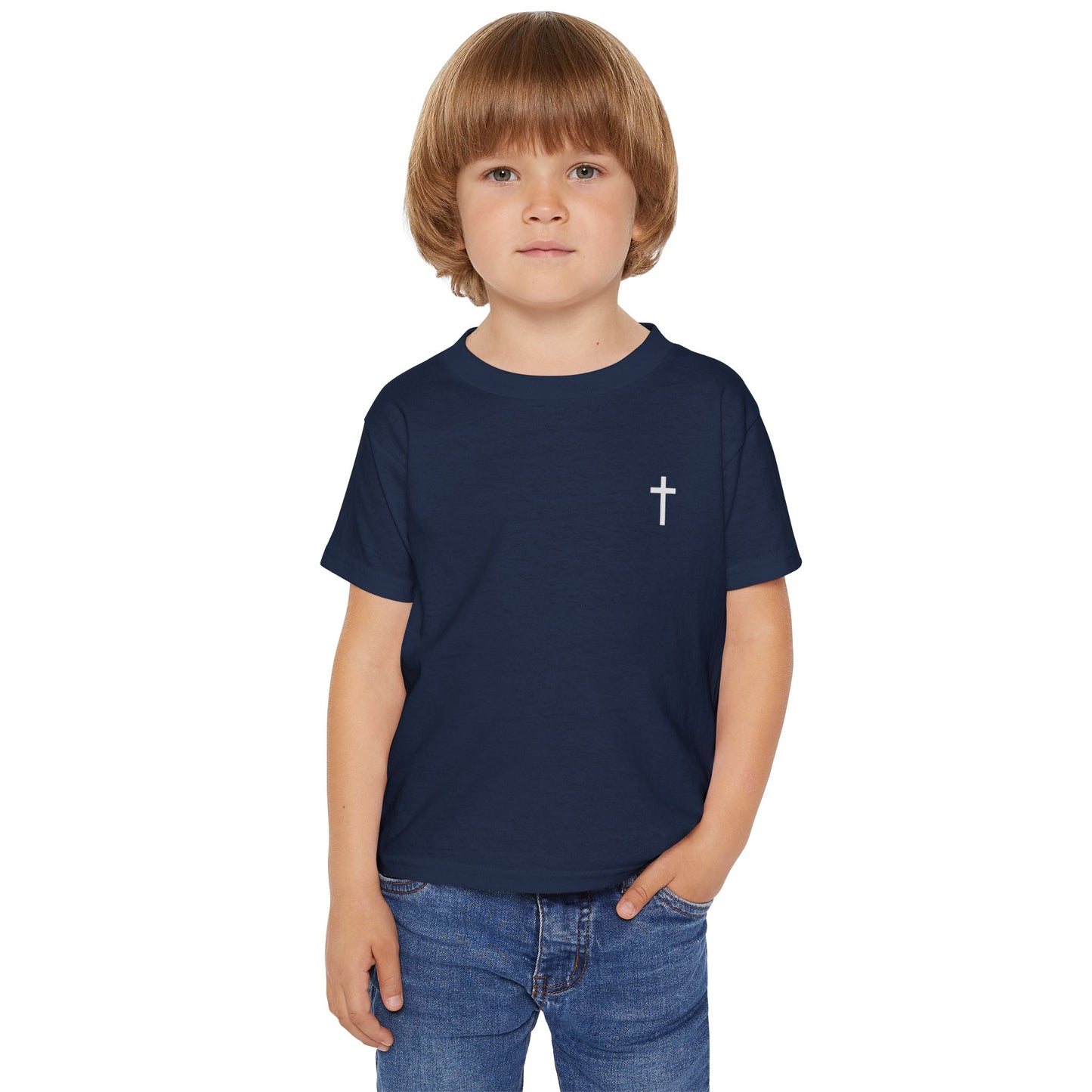 Toddler Simple Christin T-shirt with White Cross (Gildan Product)