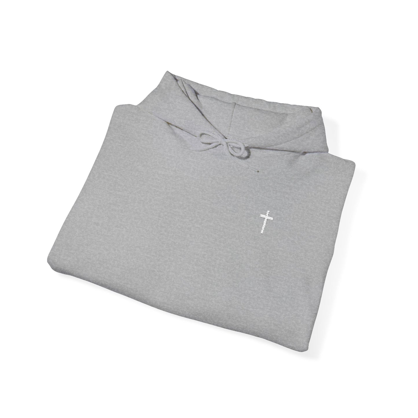 Unisex Embroidered White Cross Hooded Sweatshirt