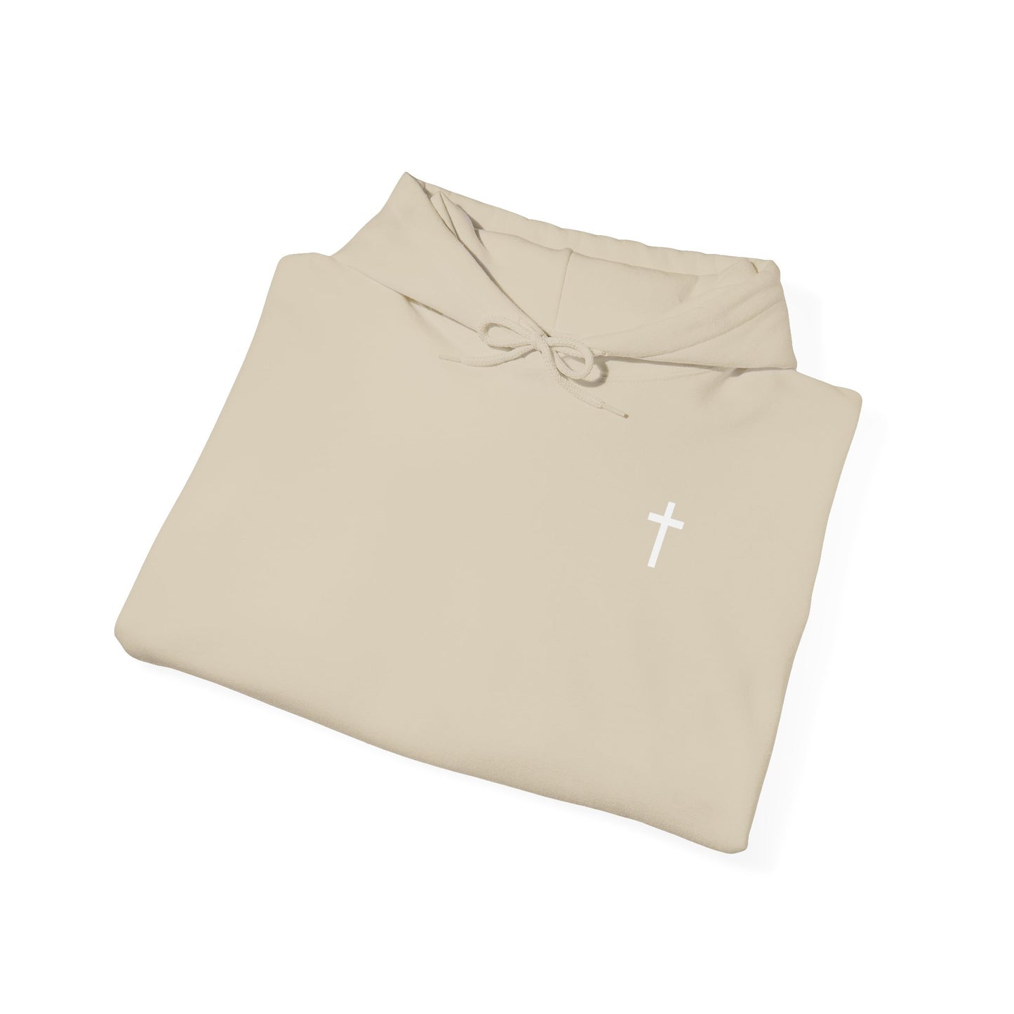 Unisex Christian Hooded Sweatshirt with White Cross (Gildan Product)