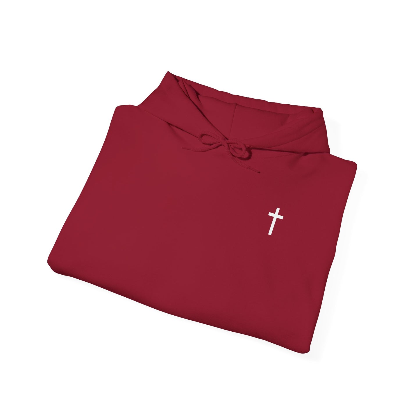 Unisex Christian Hooded Sweatshirt with White Cross (Gildan Product)