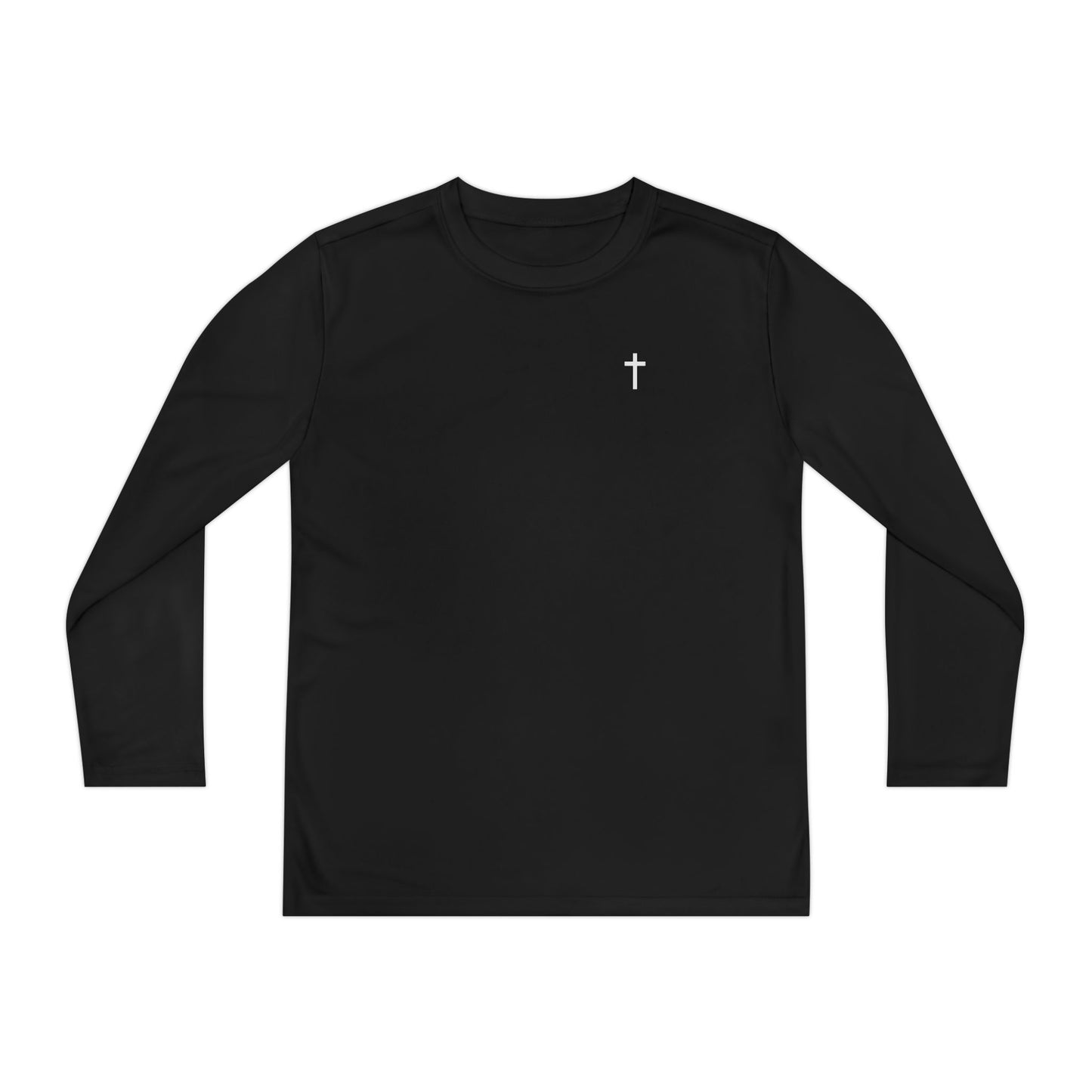 Kids Long Sleeve 100% Moisture-Wicking Shirt with White Cross