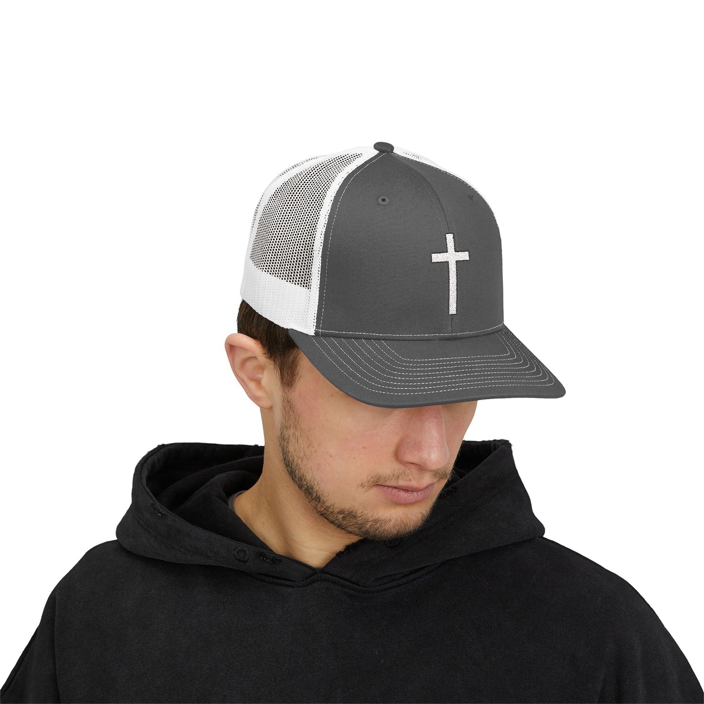 Snapback Trucker Cap with White Cross