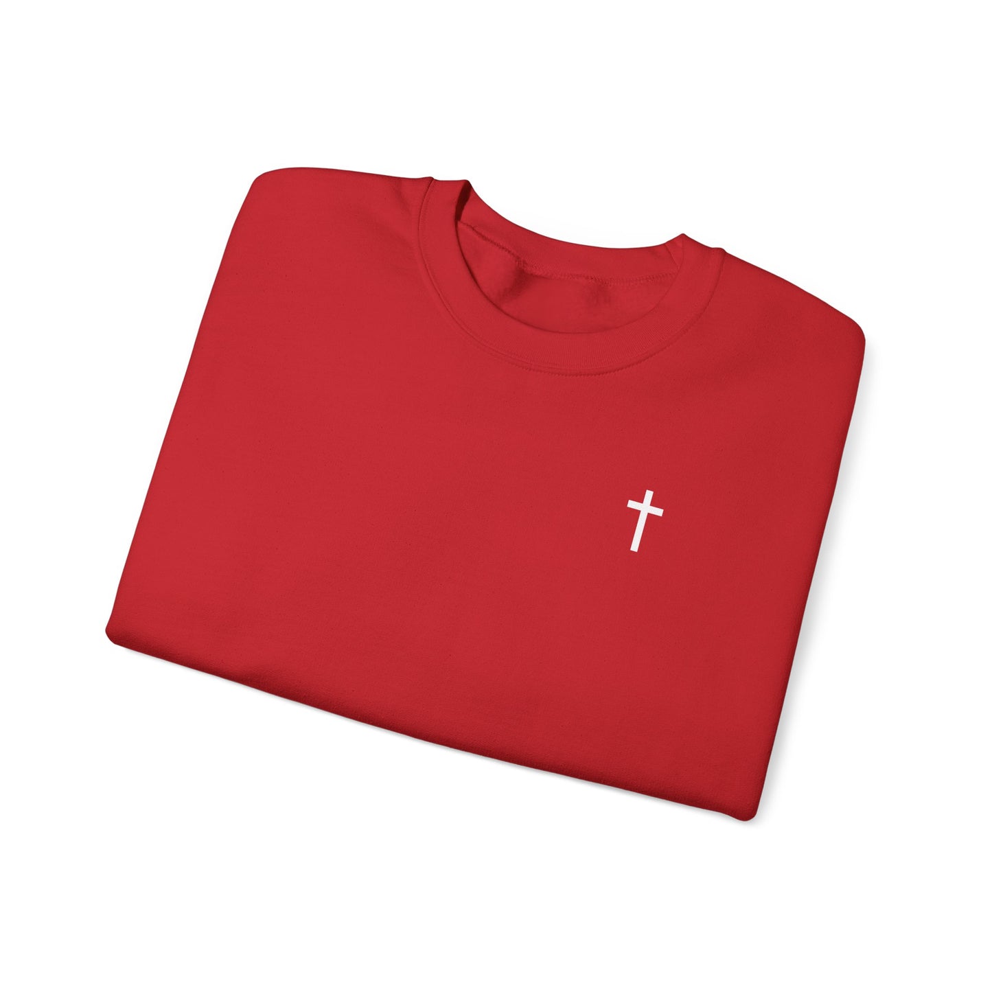 Unisex Simple Christian Heavy Blend Crewneck Sweatshirt with White Cross (Gildan Product)