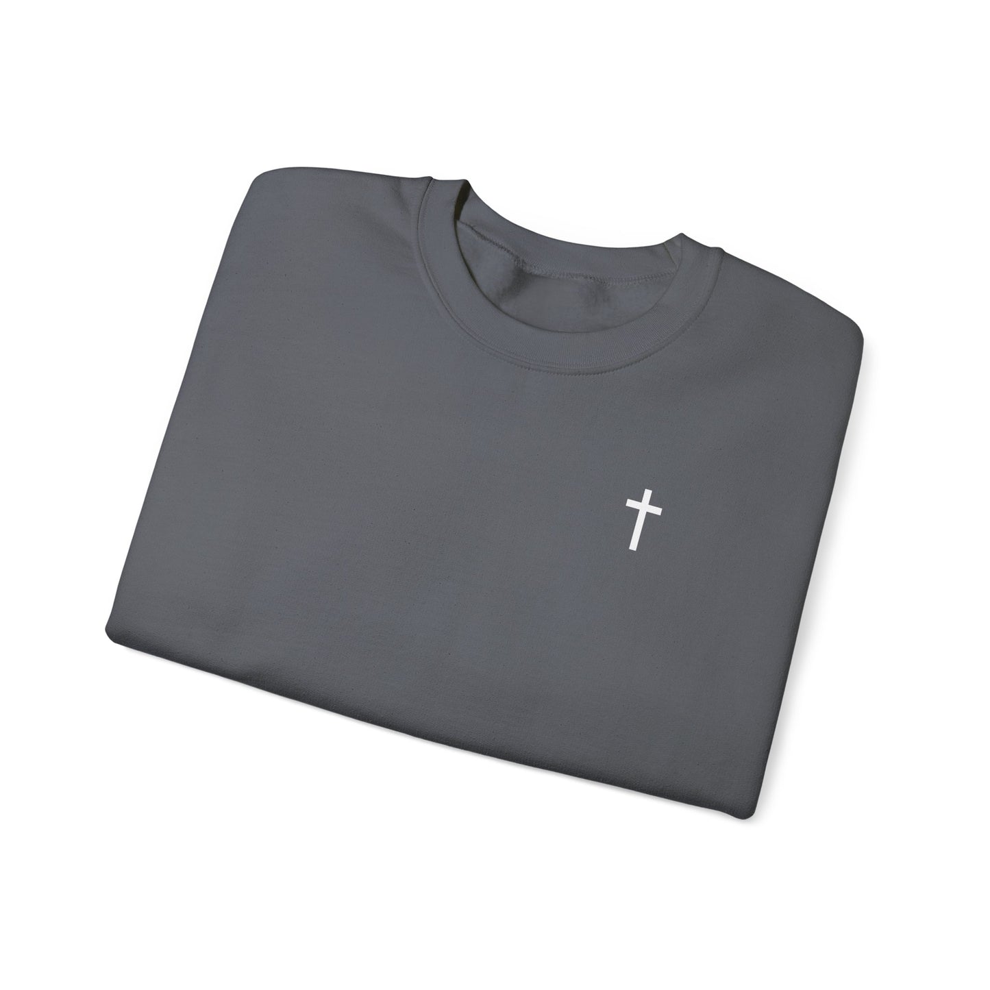 Unisex Simple Christian Heavy Blend Crewneck Sweatshirt with White Cross (Gildan Product)