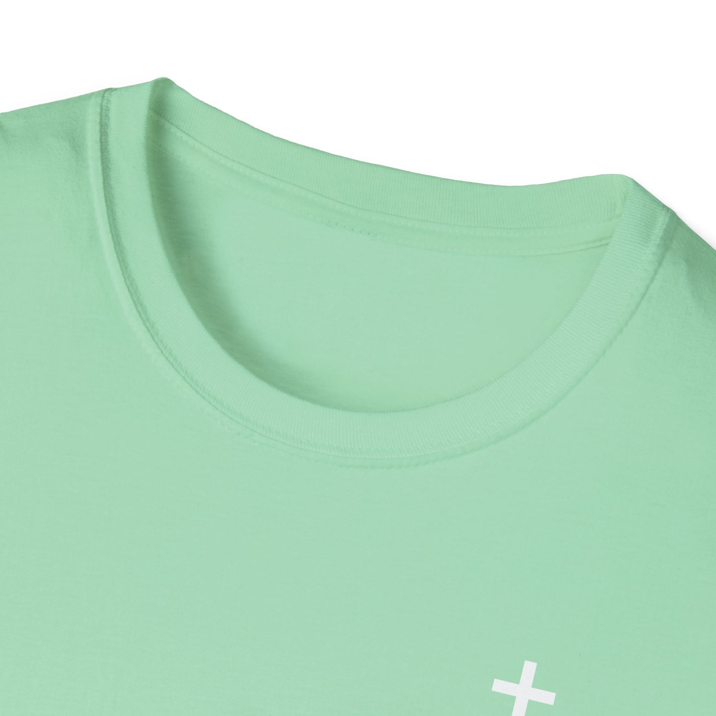 Unisex Christian T-Shirt with White Cross (Gildan Product)