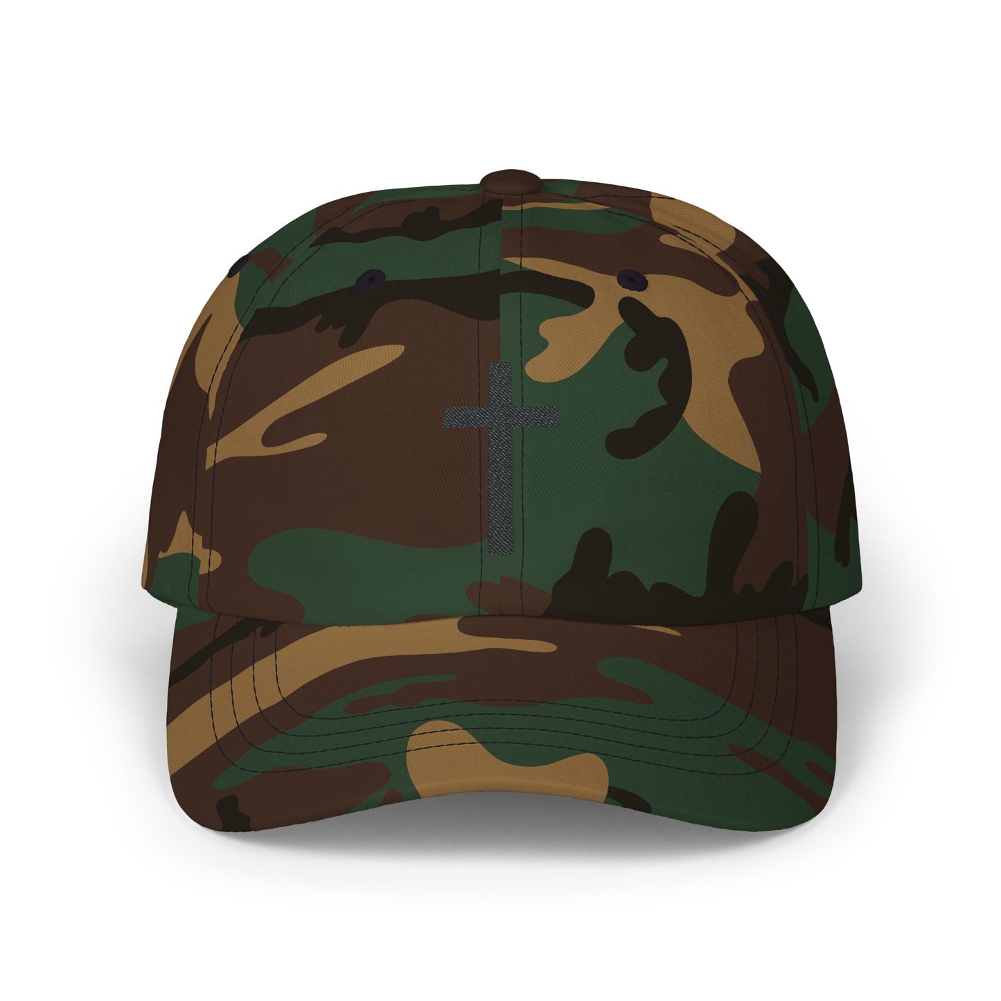 Classic Dad Cap with Black Cross Design