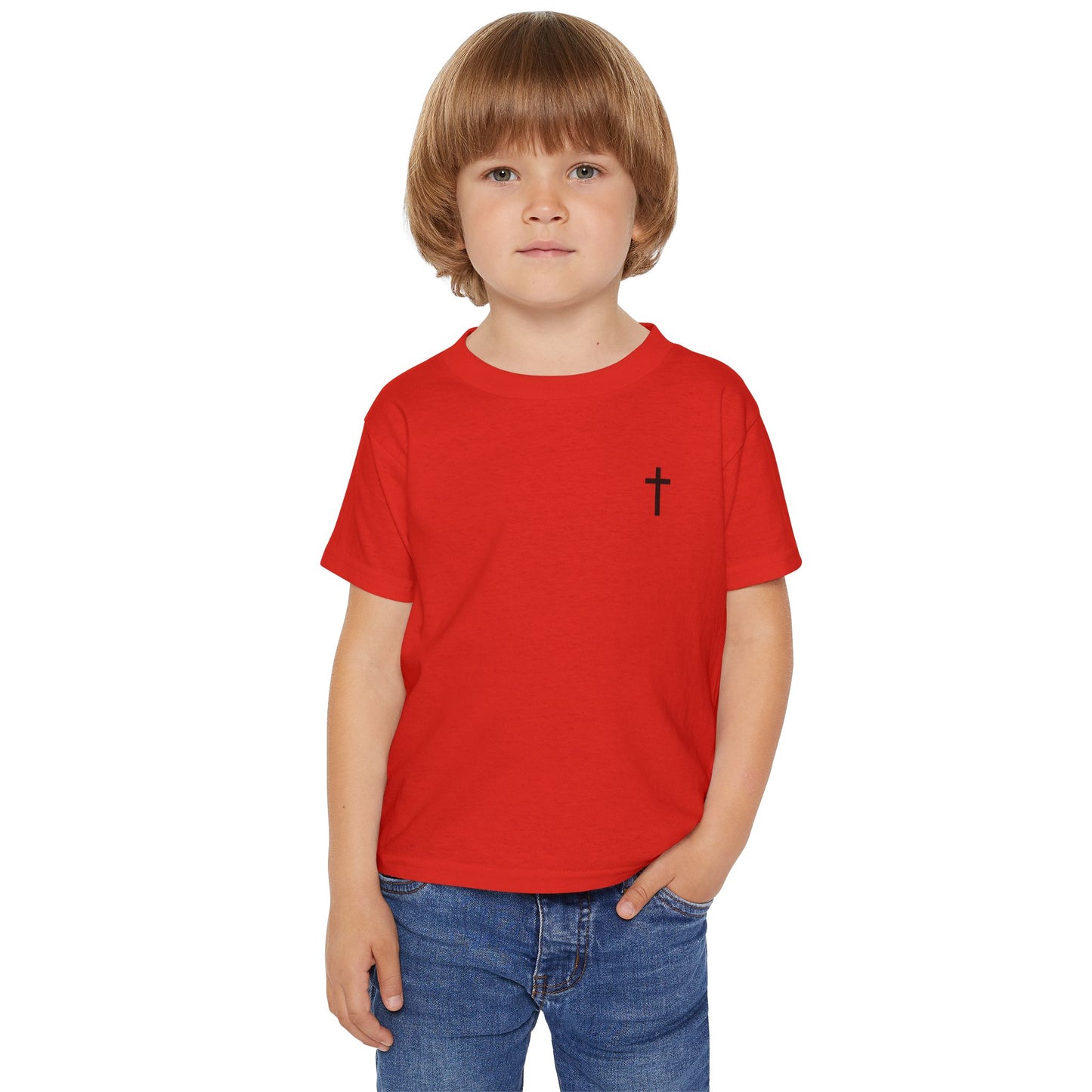 Toddler Simple Christian T-shirt with Black Cross (Gildan Product)