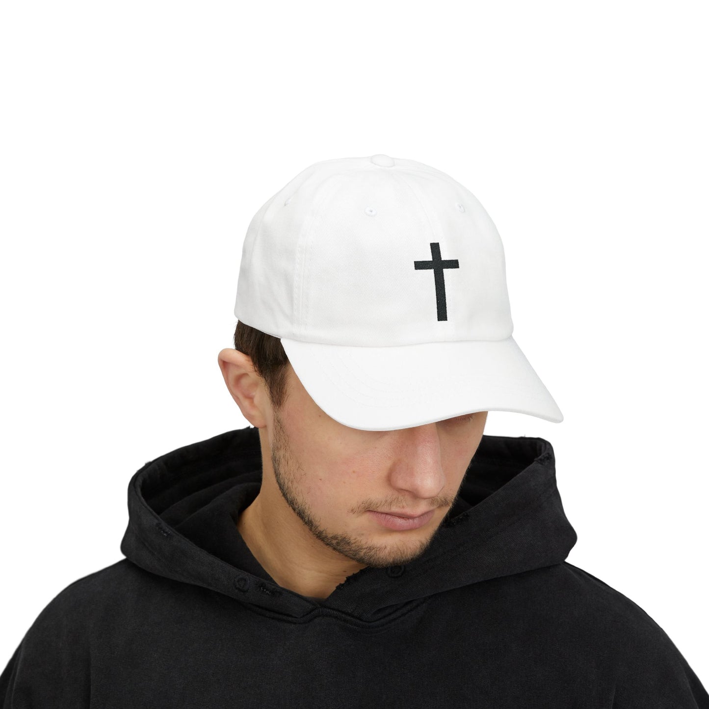 Classic Dad Cap with Black Cross Design