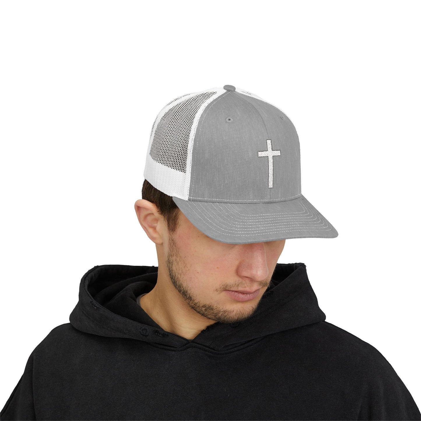 Snapback Trucker Cap with White Cross