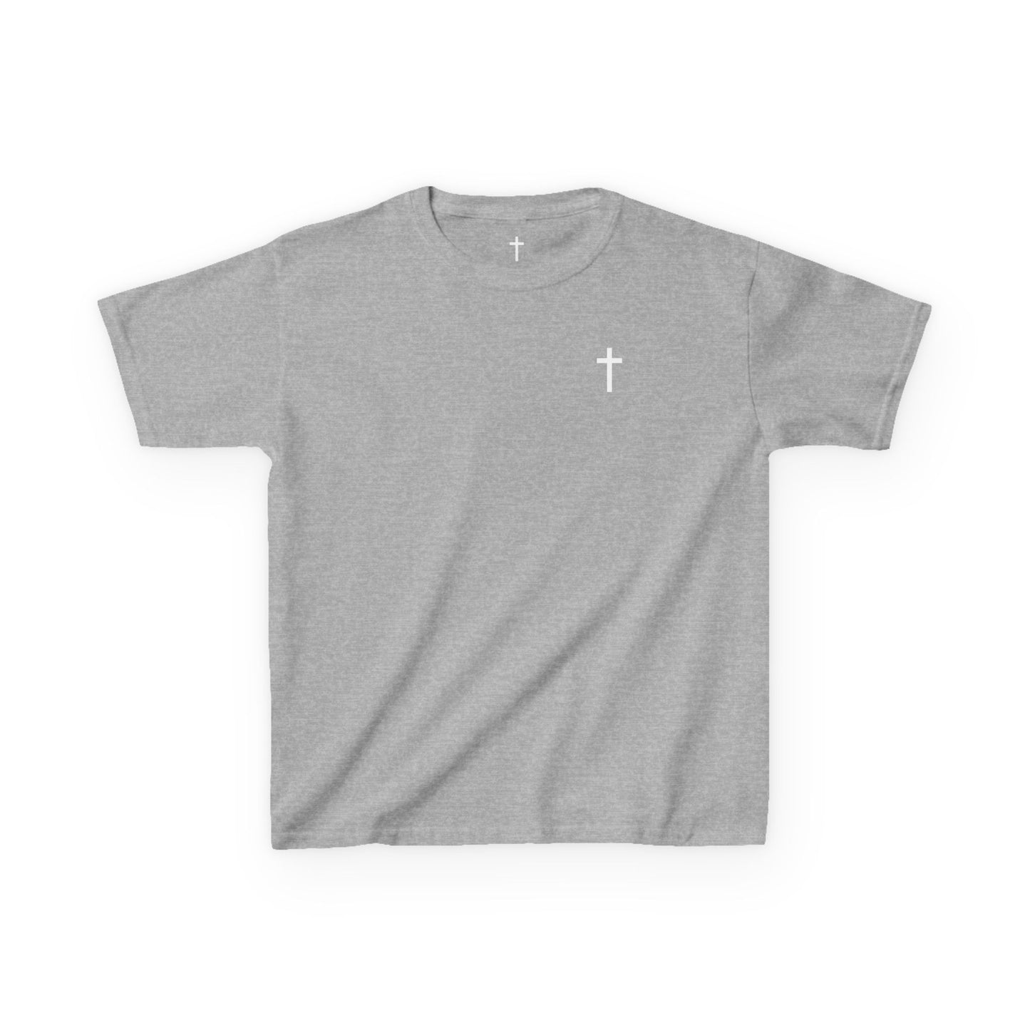 Kids Simple Christian T-Shirt with White Cross (Gildan Product)