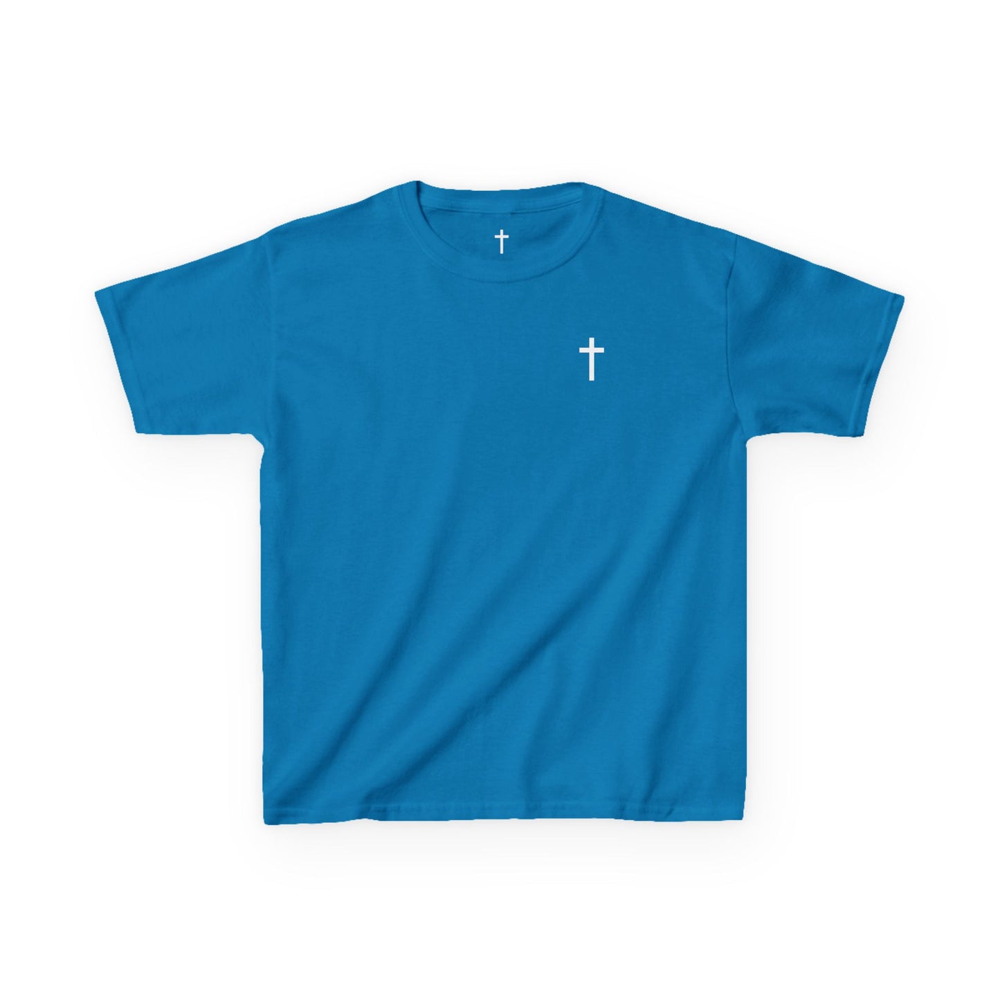 Kids Simple Christian T-Shirt with White Cross (Gildan Product)