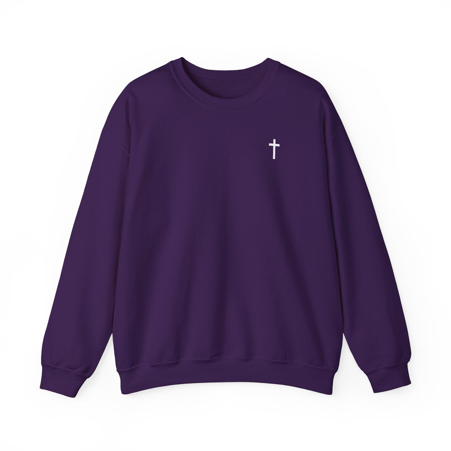 Unisex Simple Christian Heavy Blend Crewneck Sweatshirt with White Cross (Gildan Product)