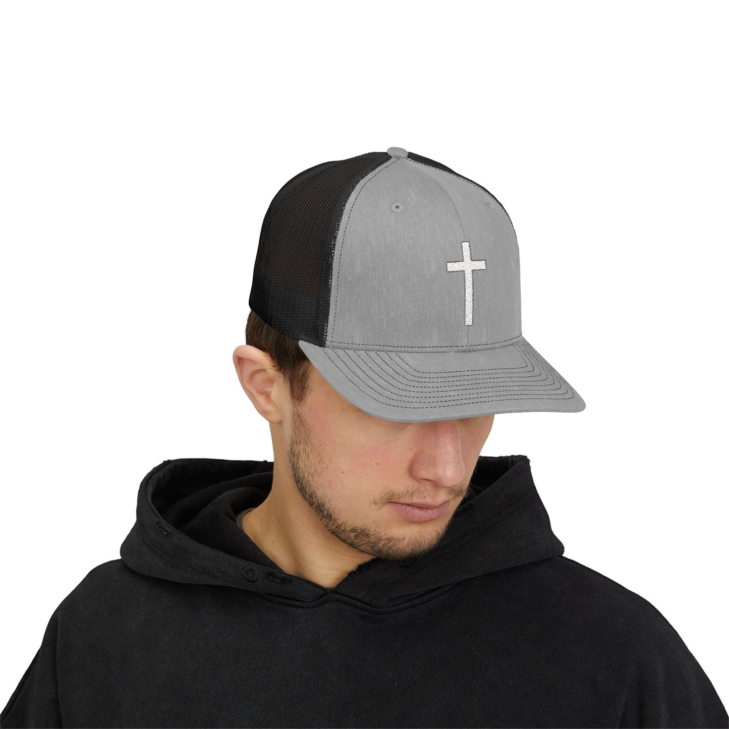 Snapback Trucker Cap with White Cross