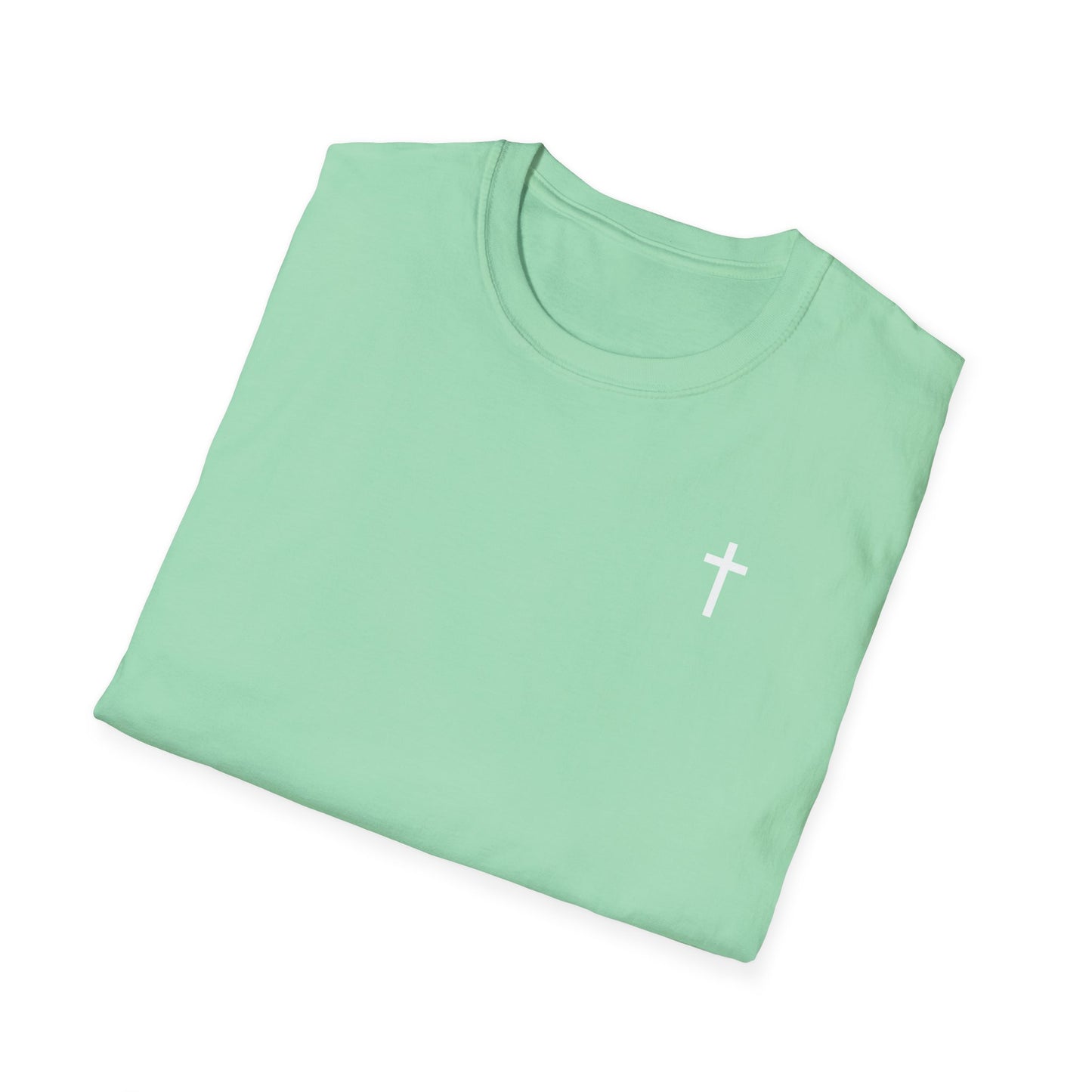 Unisex Christian T-Shirt with White Cross (Gildan Product)