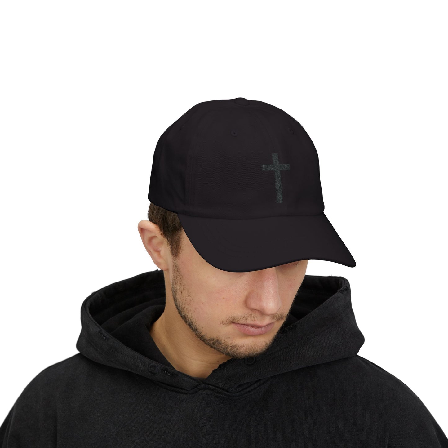 Classic Dad Cap with Black Cross Design