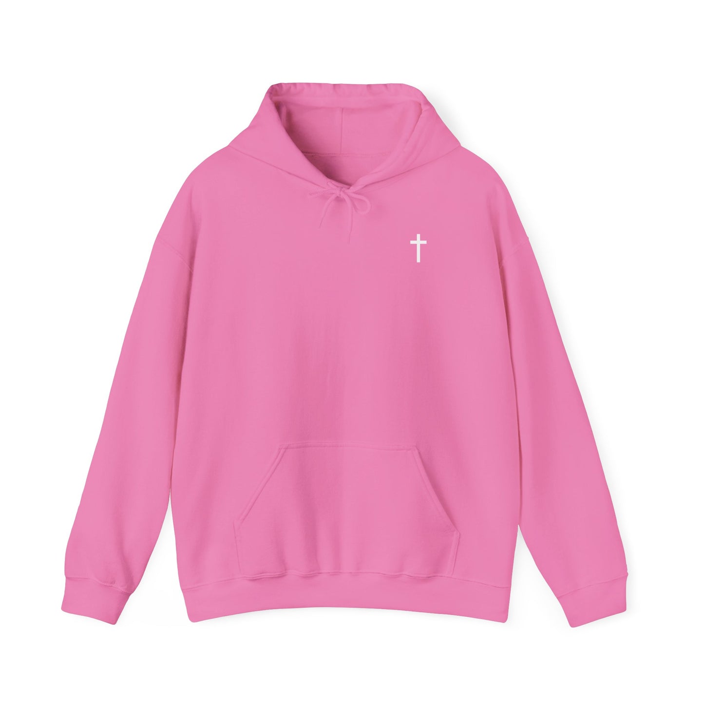 Unisex Christian Hooded Sweatshirt with White Cross (Gildan Product)