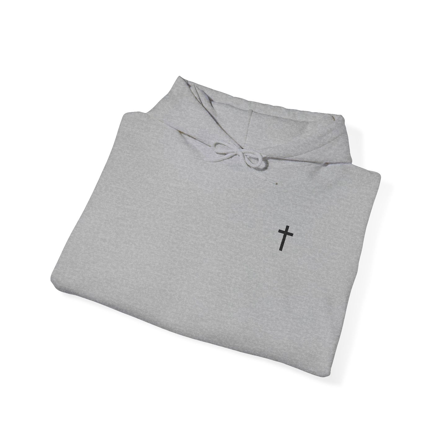 Unisex Embroidered Black Cross Hooded Sweatshirt (Gildan Product)