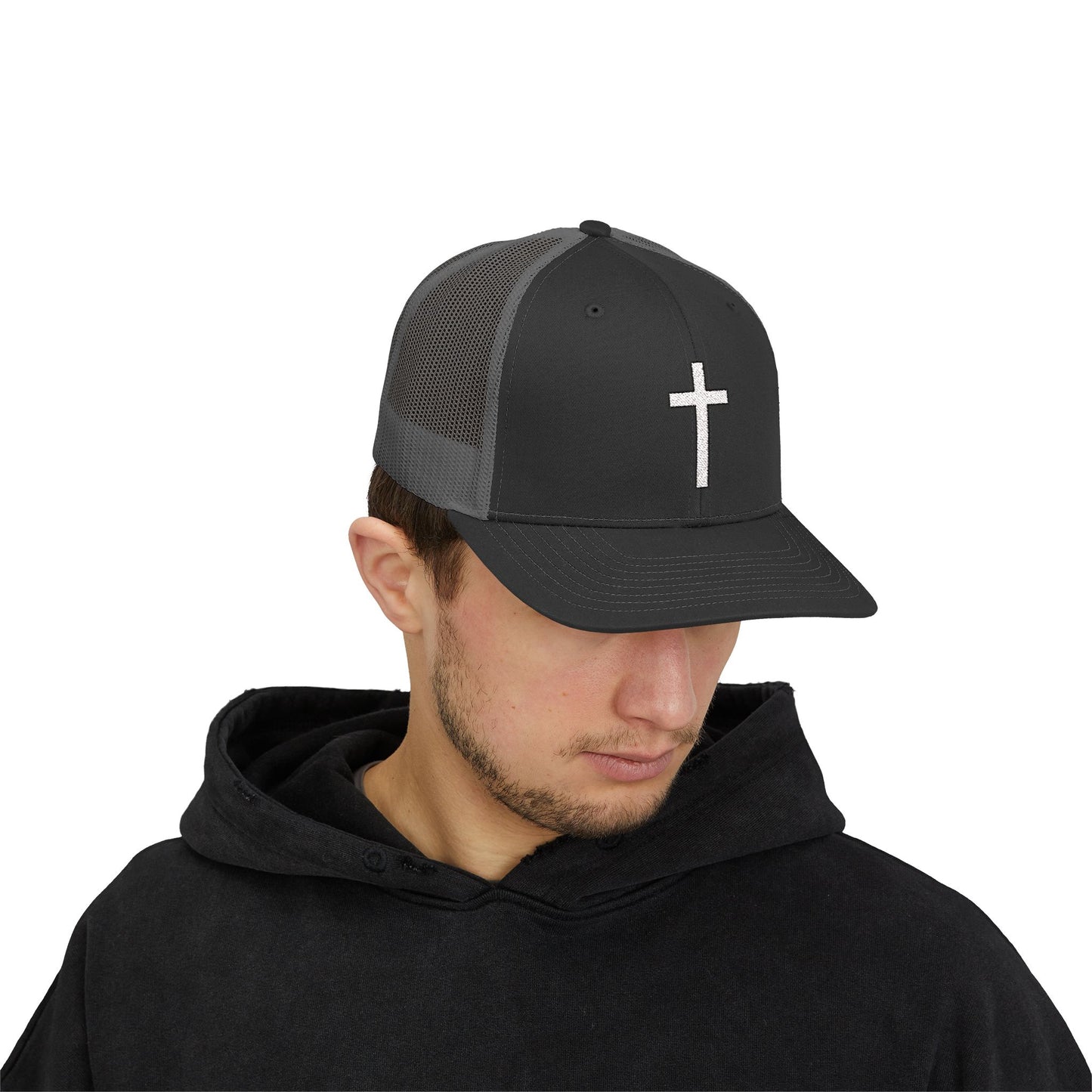 Snapback Trucker Cap with White Cross